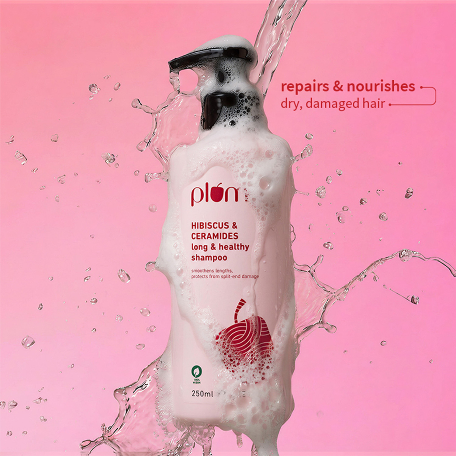 Image of Plum Hibiscus & Ceramides Long & Healthy Shampoo|Conditions Hair,Prevents Split Ends