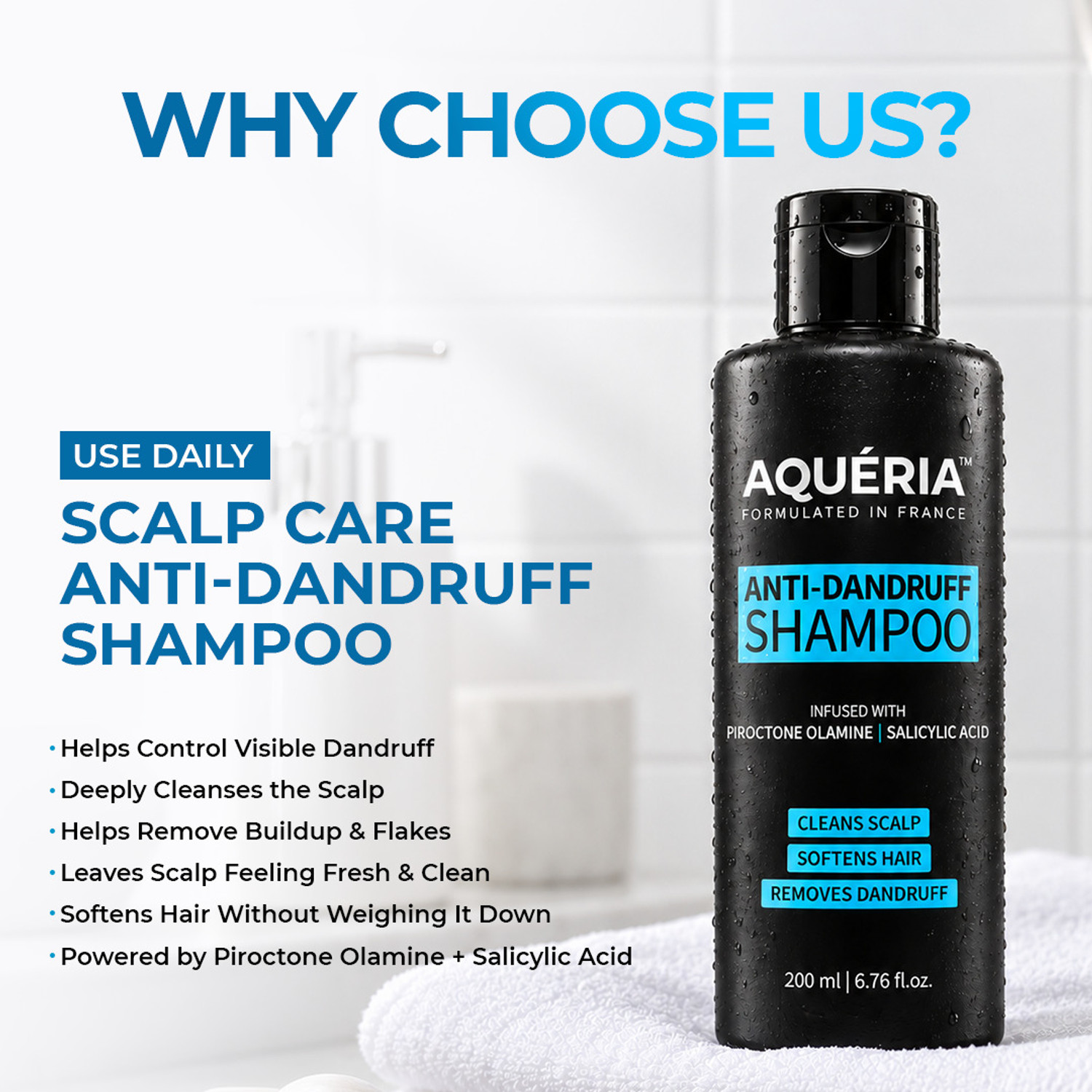 Image of Aqueria Anti-Dandruff Shampoo with Salicylic Acid Helps Control Dandruff