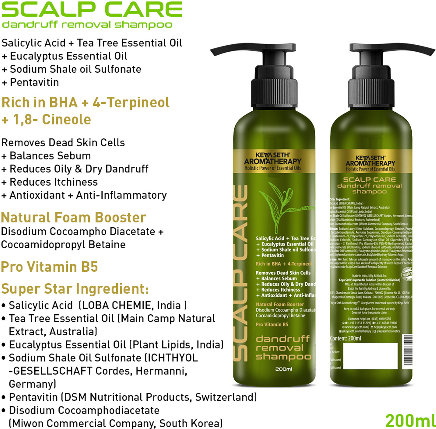 Image of KEYA SETH AROMATHERAPY Scalp Care Treatment Kit with Salicylic Acid Tea Tree Oil, Dandruff & Oily Scalp