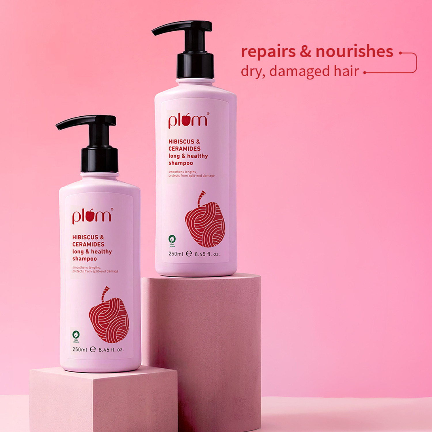 Image of Plum Hibiscus & Ceramides Long & Healthy Shampoo| Prevents Split Ends