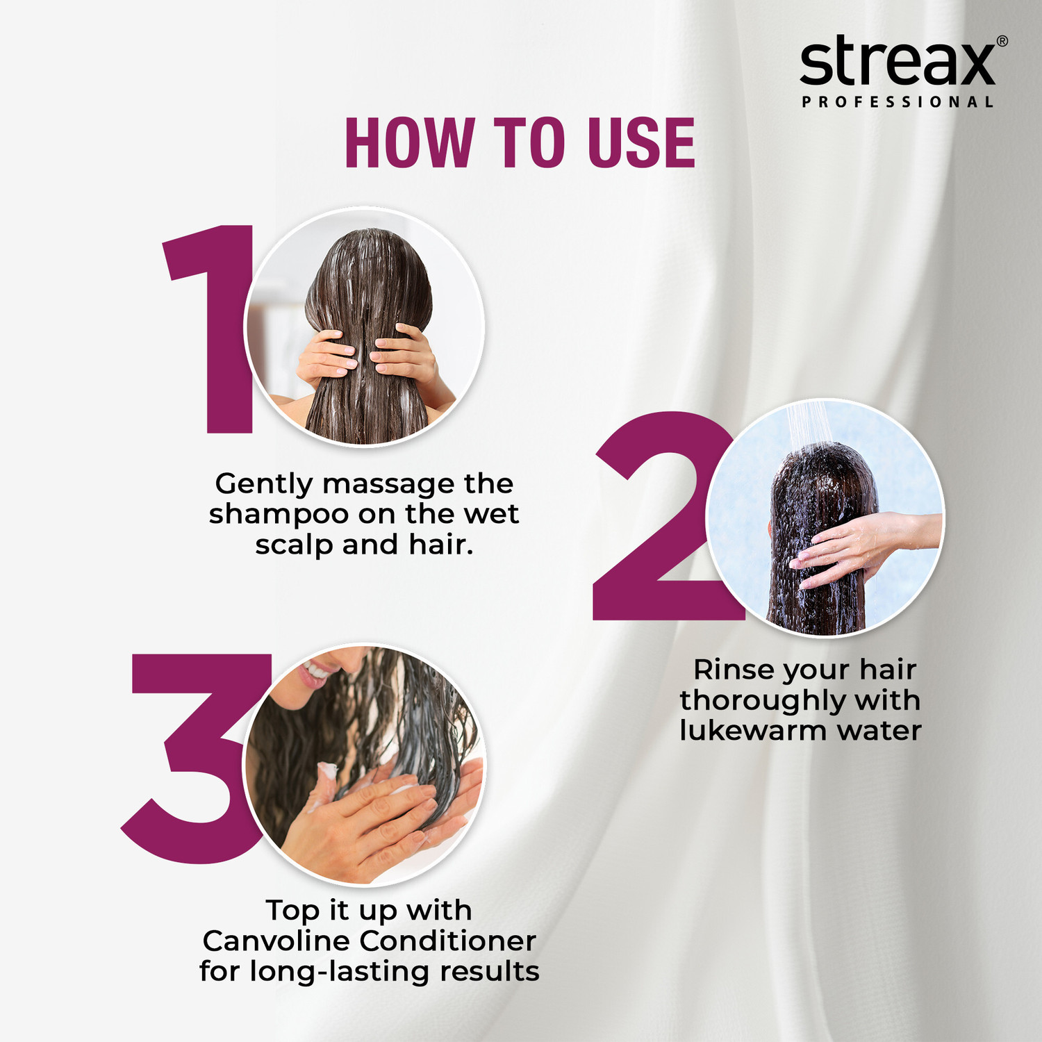 Image of Streax Professional Professional Canvoline Shampoo With Kera Charge Complex For Straightened Hair (300 ml)