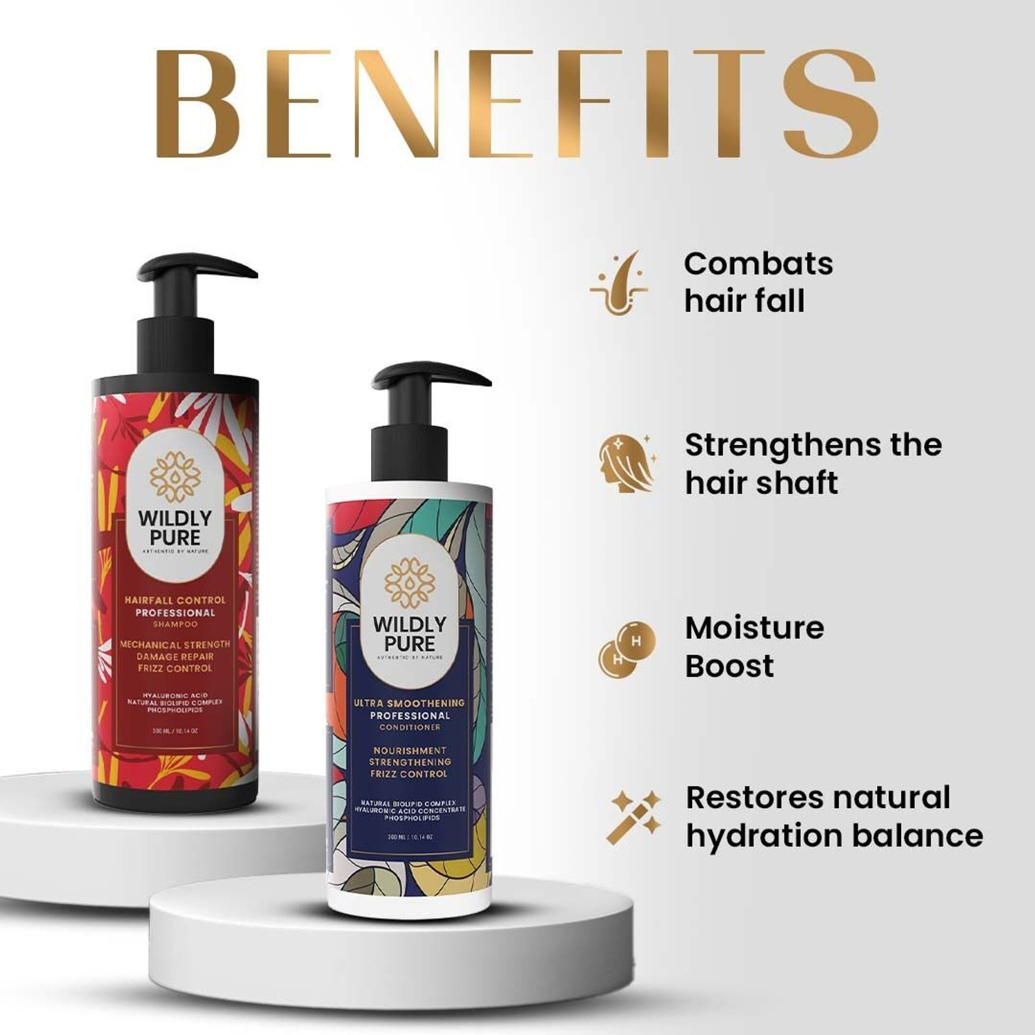 Image of Wildly Pure Professional Hair Fall Shampoo & Conditioner Combo 30% Stronger Hair