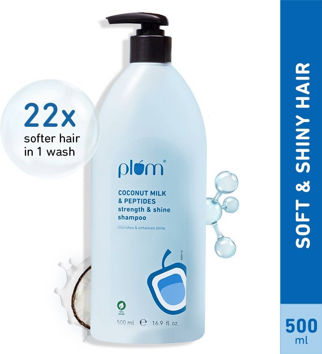 Plum Coconut Milk & Peptides shampoo, Strong, Shiny Hair I 22x sh