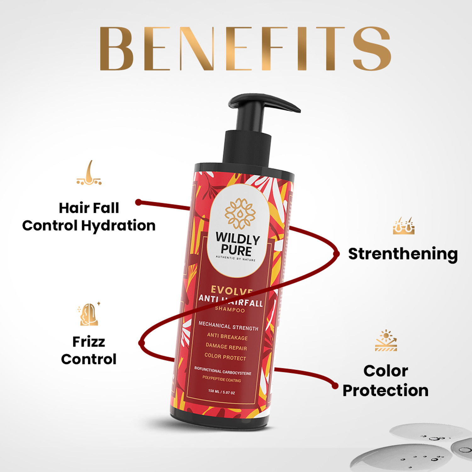 Image of Wildly Pure Anti Hair Fall Shampoo | With 12 Oil & Argan | 30% Frizz Reduction in 1 Wash