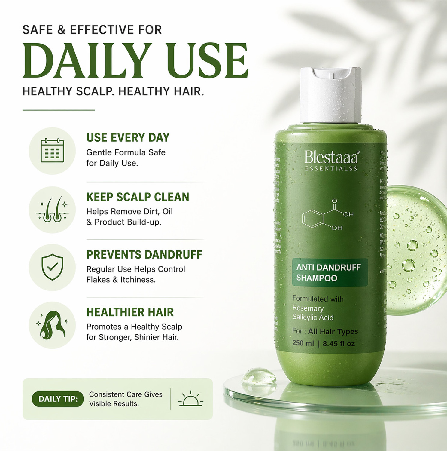 Image of blestaaa essentialss Anti Dandruff Shampoo for Itchy Scalp| Flake Control & Healthy Hair Care |