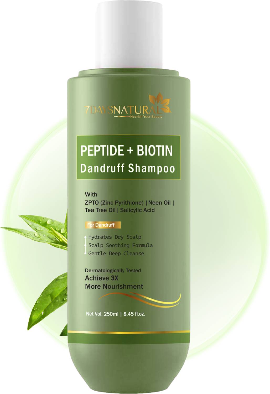 7days natural Peptide Shampoo with Tea tree oil & Salicylic Acid for Anti Dandruff | Hair Fall