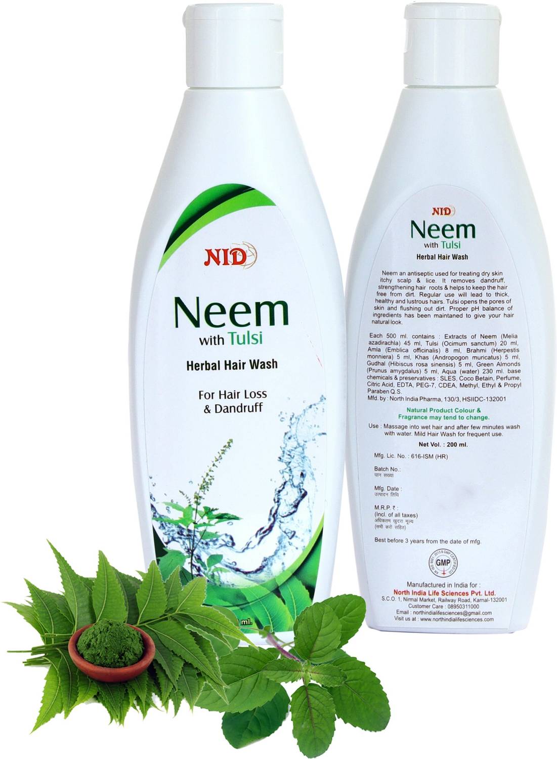 NID Neem Tulsi Shampoo For Smooth & Shiny Hair (400 ml)