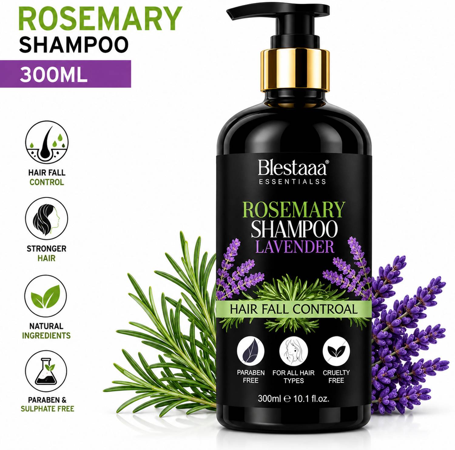 blestaaa essentialss Rosemary Anti-Dandruff Shampoo for Strong, Healthy & Flake-Free Hair