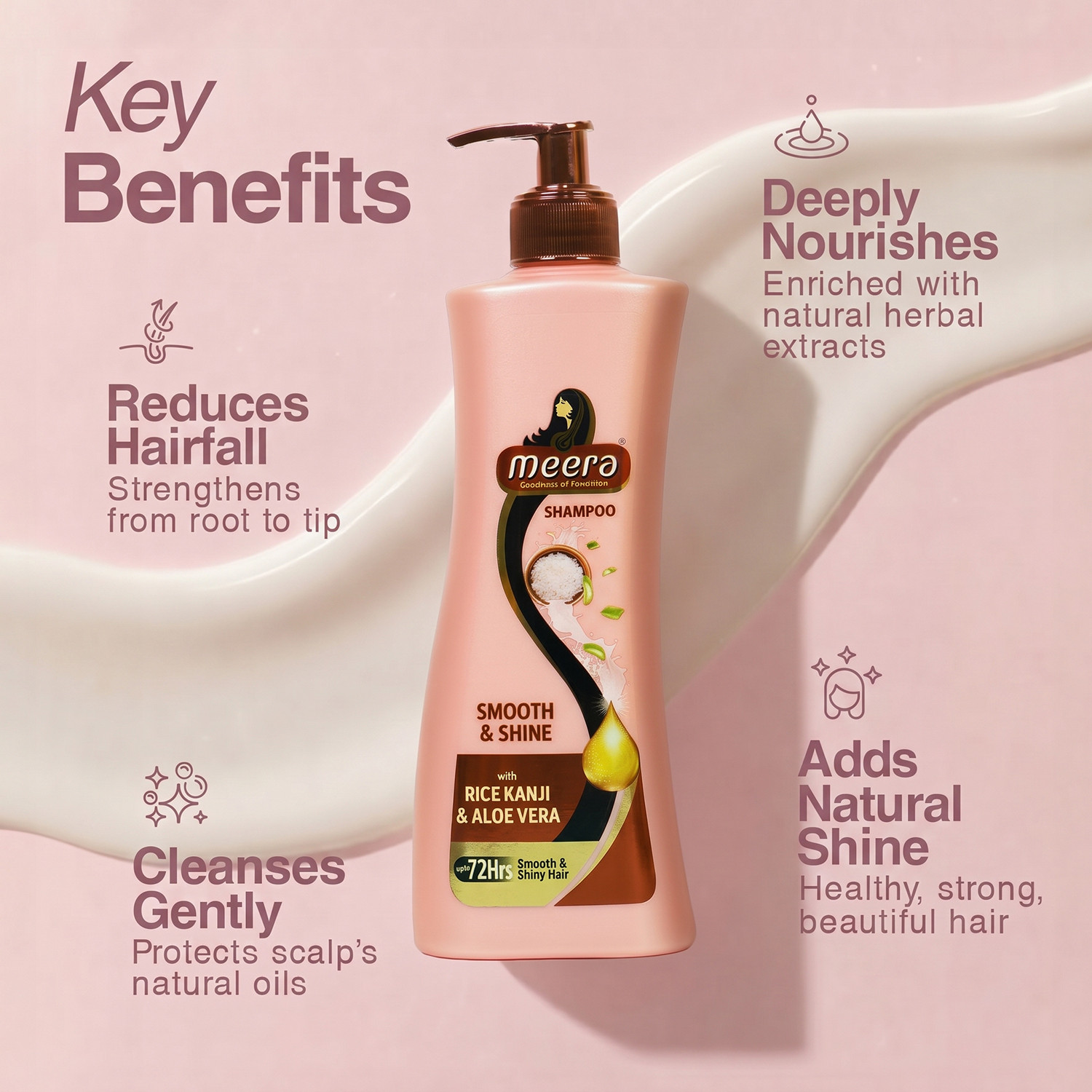 Image of Meera Smooth & Shine Shampoo|Rice Kanji & Aloe Vera