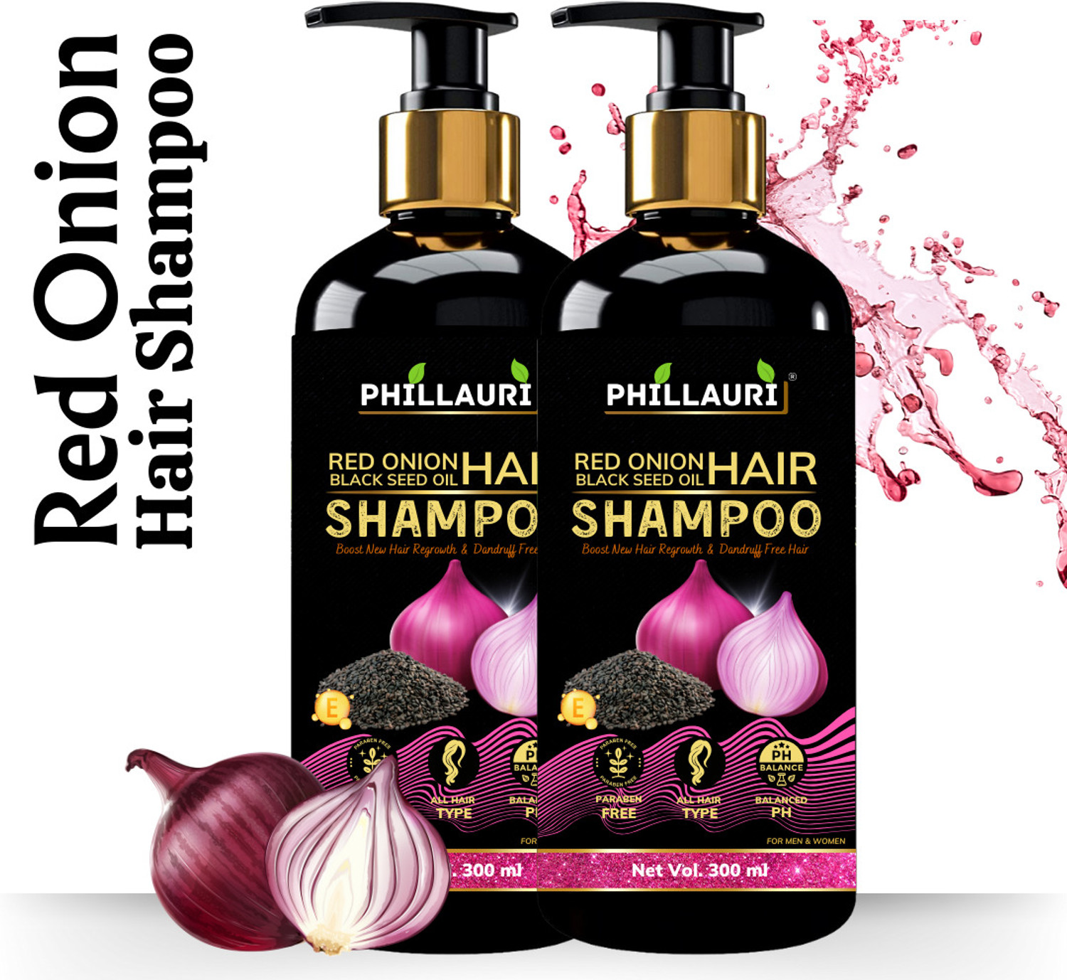 Image of Phillauri Onion Black Seed Oil Shampoo - Strengthens and Nourishes Hair