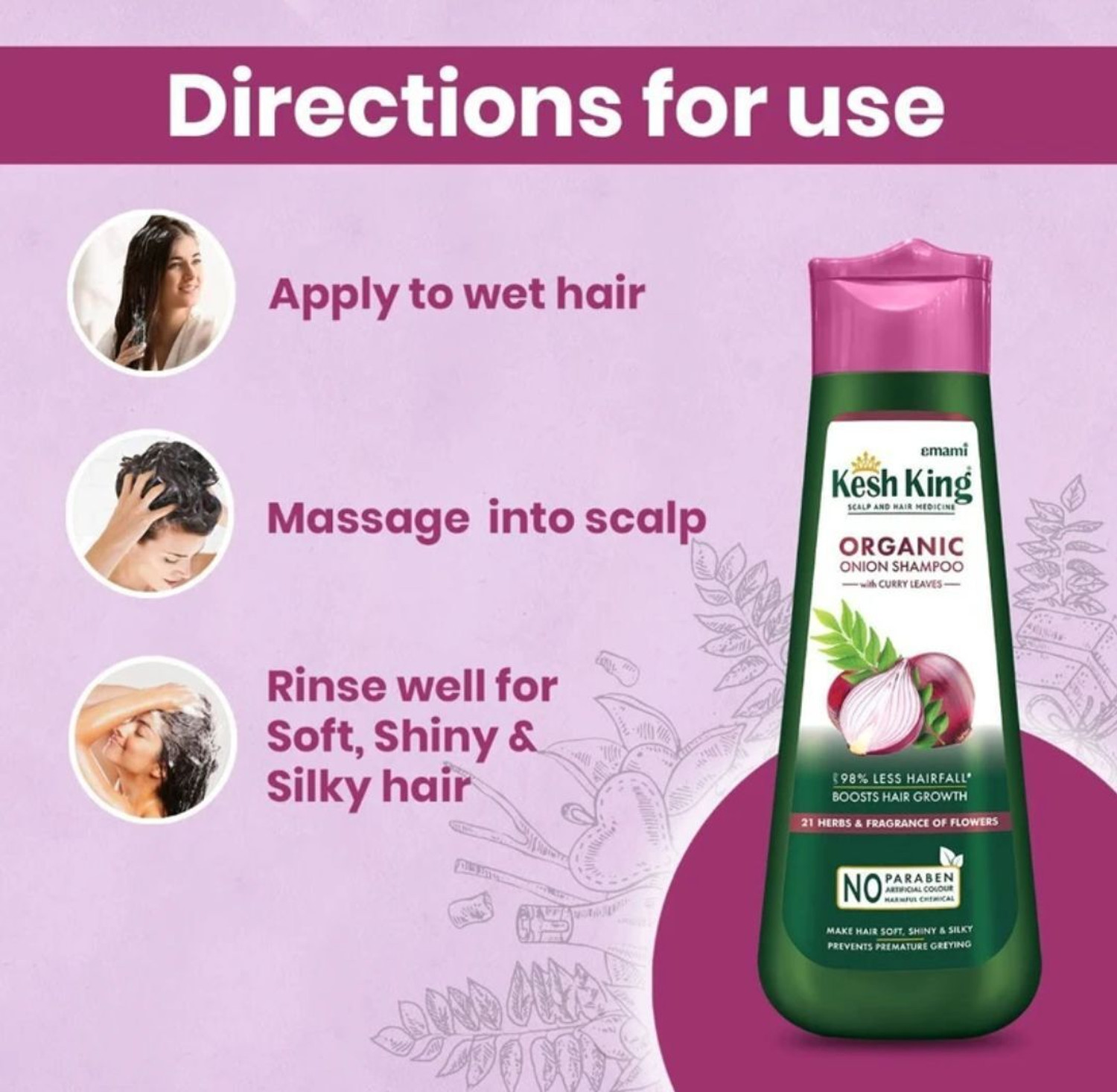 Image of Kesh King onion anti hair fall shampo 1ltr pack of 1