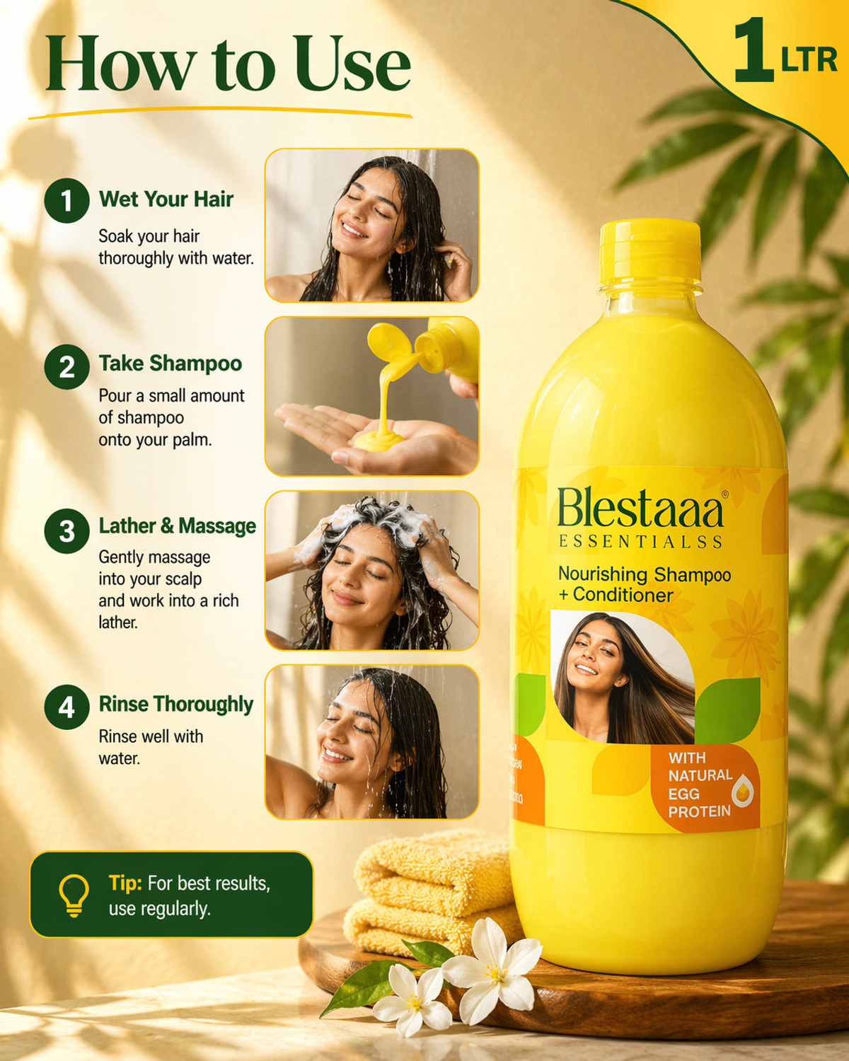 Image of blestaaa essentialss Egg Protein Solutions Hair Fall Prevent Shampoo, With Egg White Protein