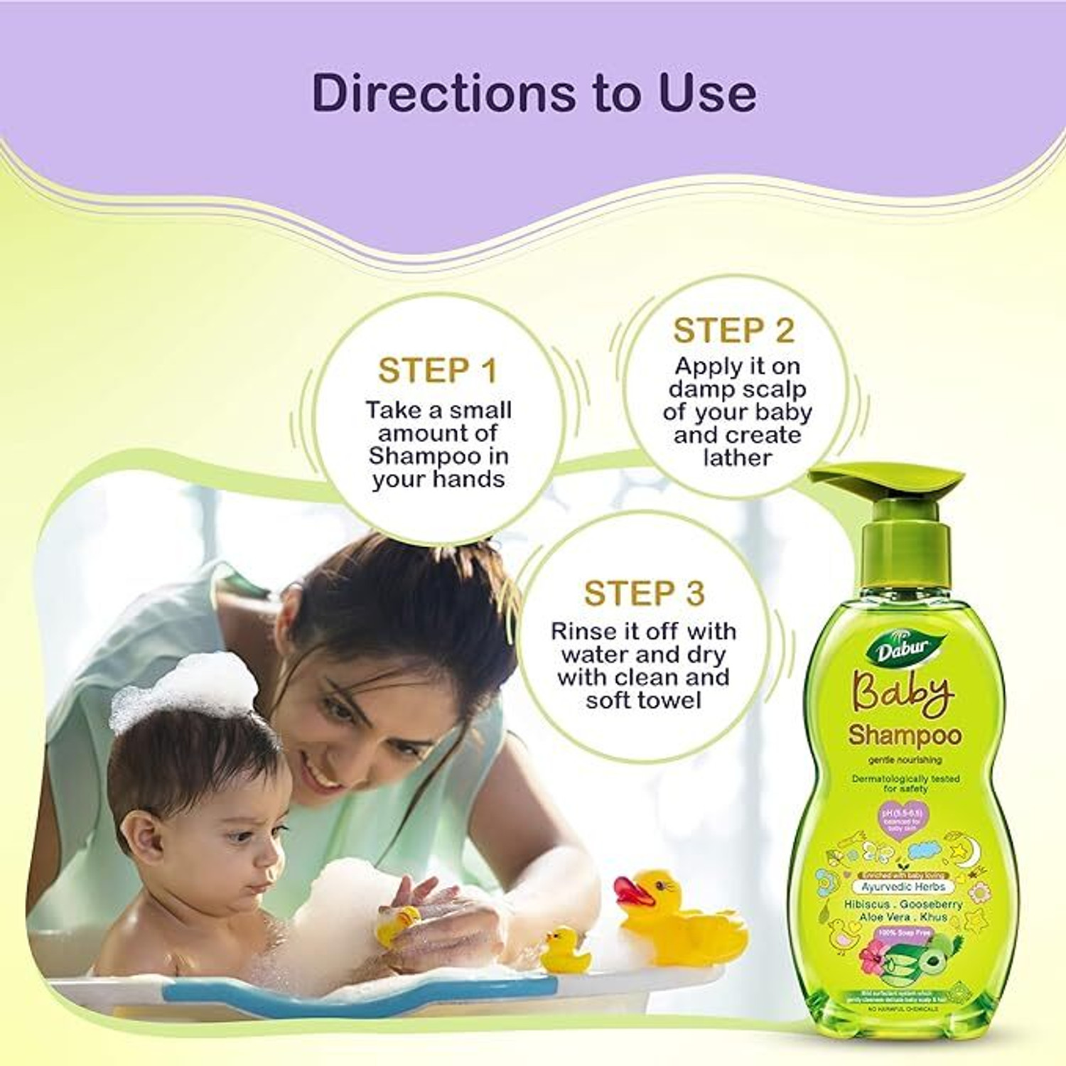 Image of Dabur Baby Gentle Nourishing 200mlx3 Shampoo Ayurvedic herbs, 100% soap free