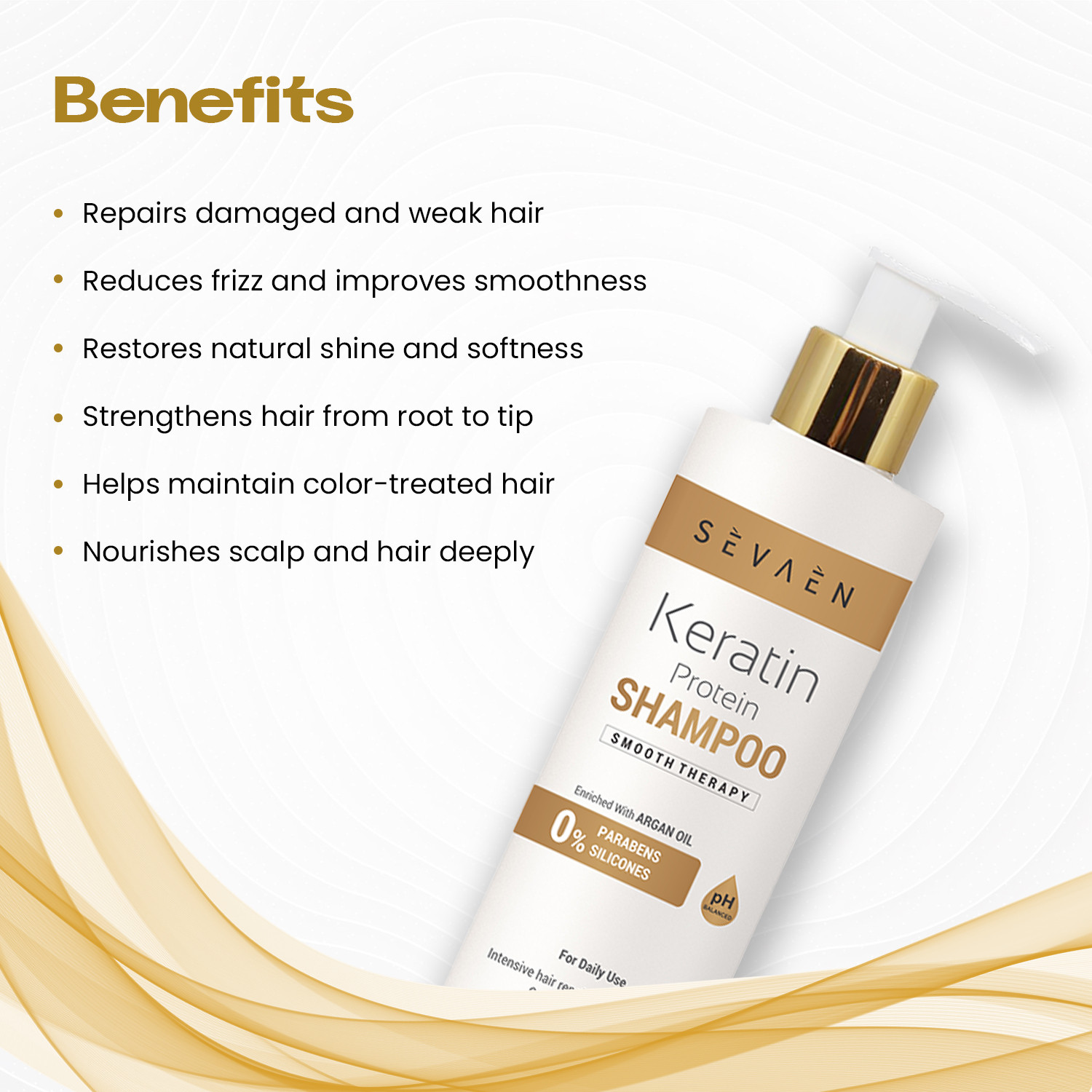 Image of SEVAEN Full Hair care combo (100ml hair growth oil+250ml keratin shampoo+250ml keratin conditioner+50ml hair serum)