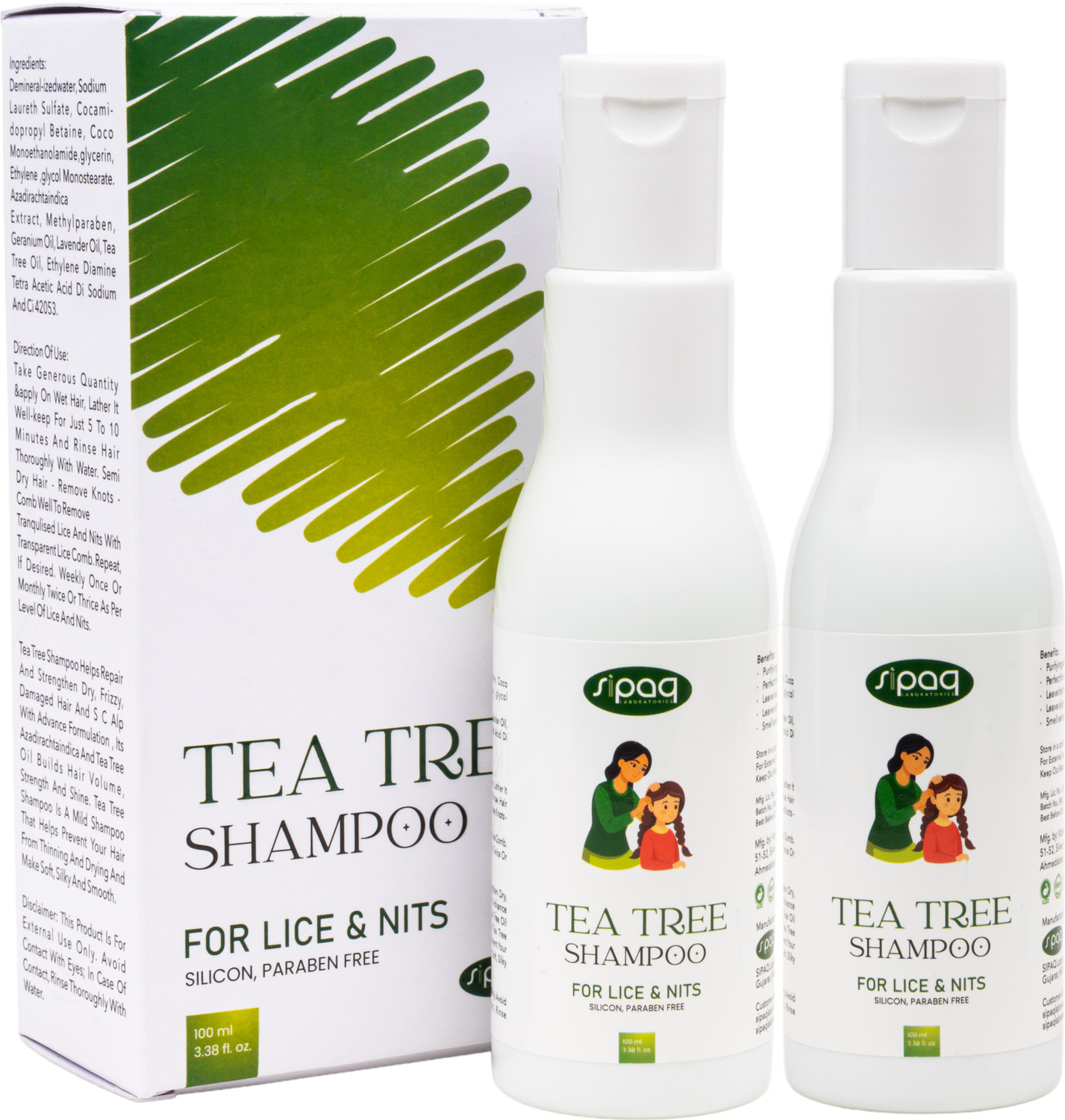 Image of SIPAQ 100% Natural Tea Tree Shampoo Anti Lice and Nits Shampoo with Free Lice Comb