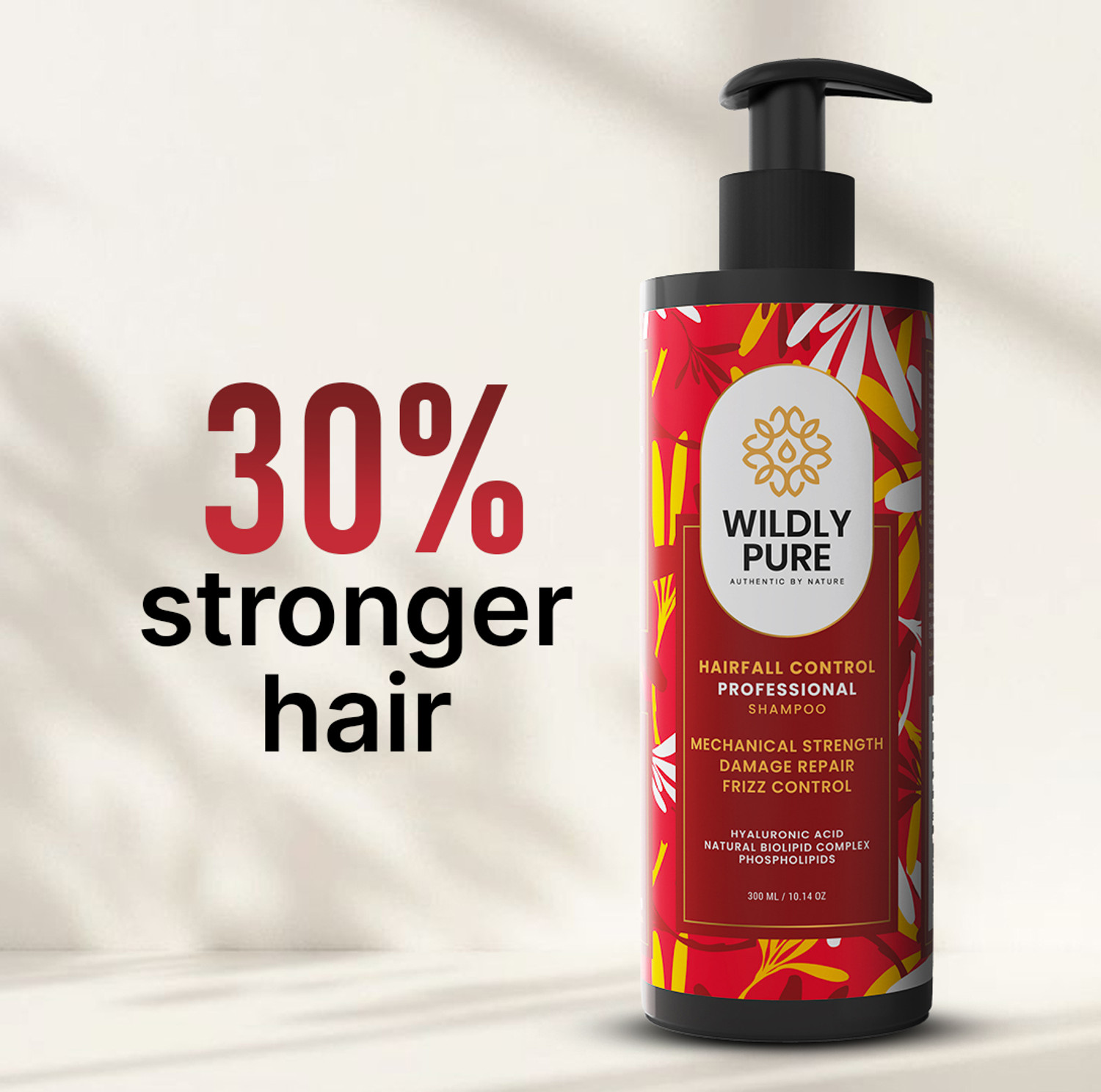 Image of Wildly Pure Professional Hair Fall Control Shampoo Hyaluronic Acid 30% Stronger Hair