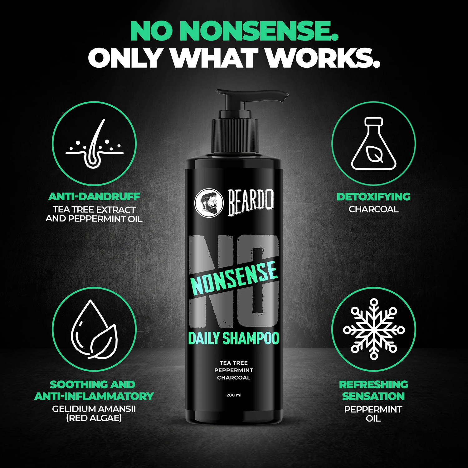 Image of BEARDO No Nonsense For Men| Everyday Shampoo| For Dry, Frizzy & Dull Hair