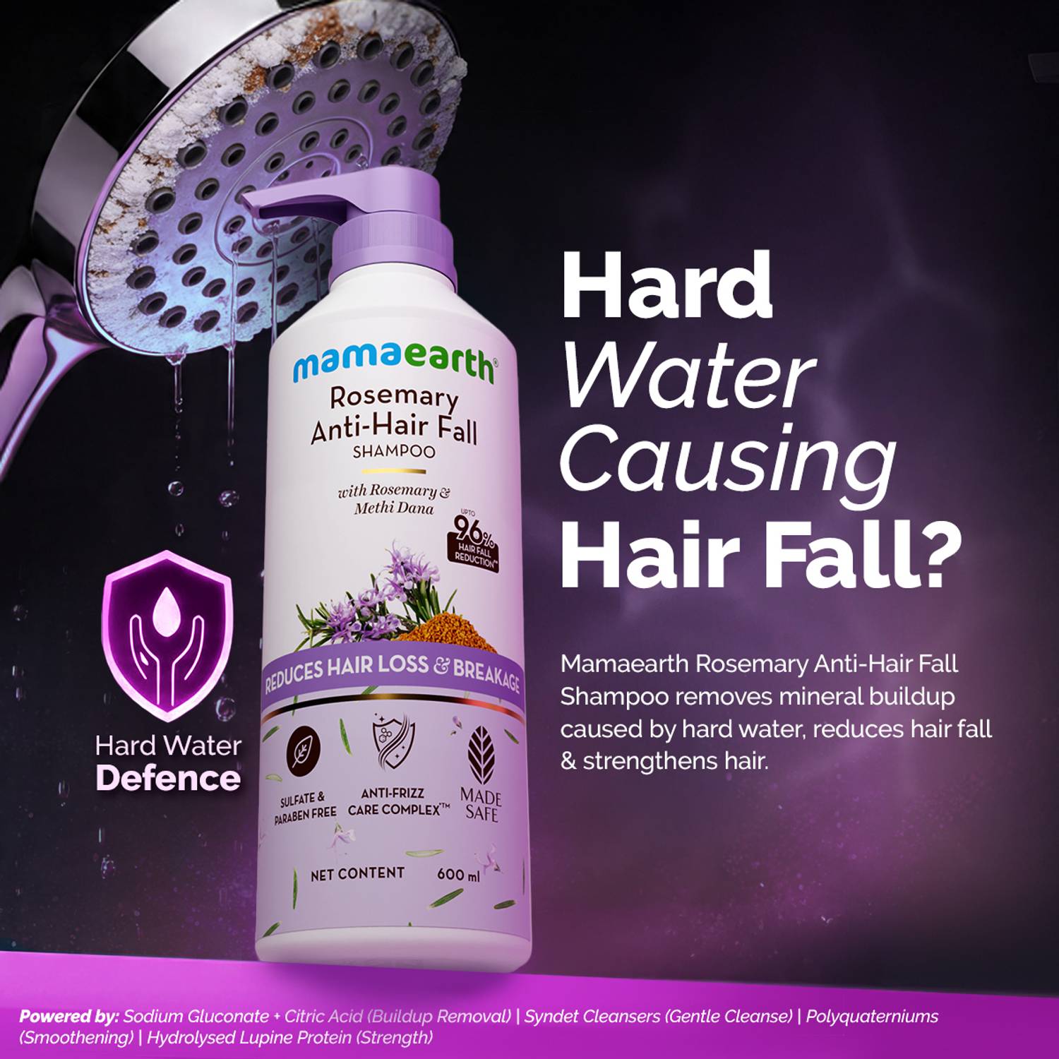 Mamaearth Anti-Hair Fall Shampoo with Rosemary & Methi Dana 250ml - Image 2