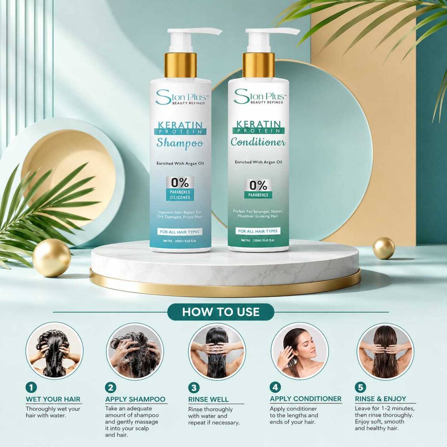 Ston Plus Keratin Protein Shampoo & Conditioner Combo - Image 2