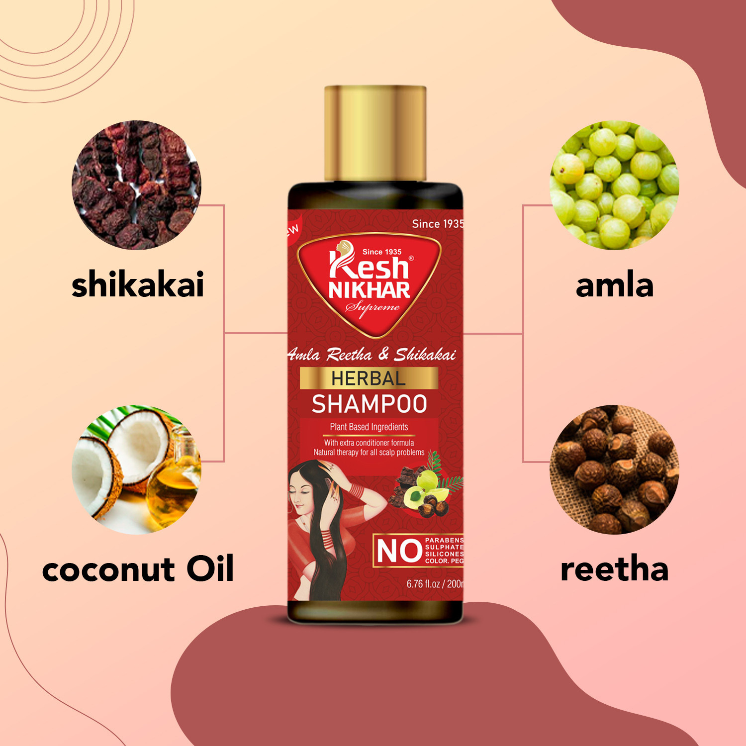 Image of Kesh NIKHAR Amla Reetha Shikakai Shampoo (Pack of 2)
