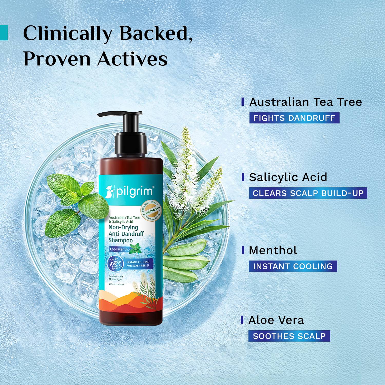Pilgrim Australian Tea Tree Anti Dandruff Shampoo 200ml - Image 3