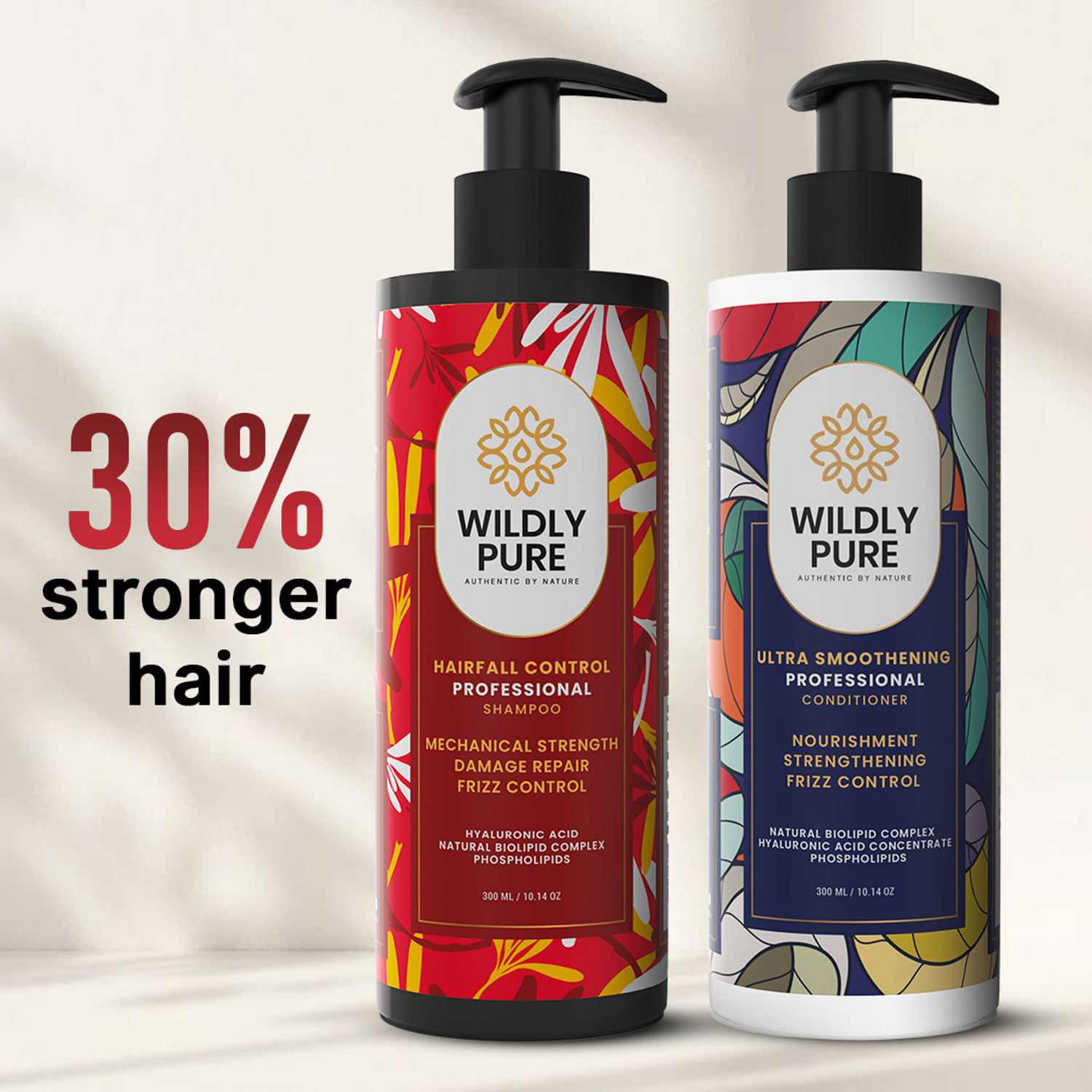 Image of Wildly Pure Professional Hair Fall Shampoo & Conditioner Combo 30% Stronger Hair