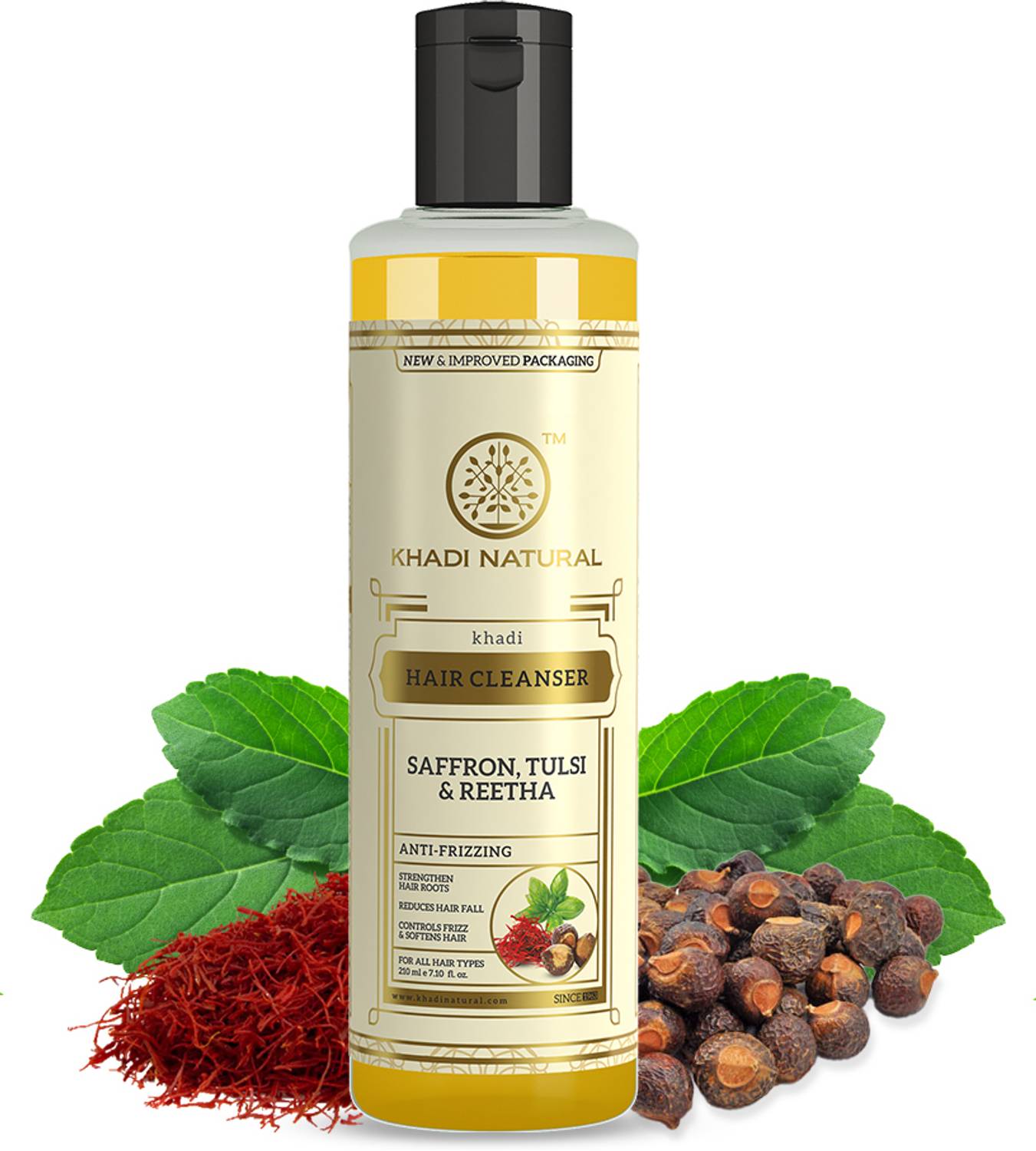 KHADI Natural Saffron Tulsi & Reetha Hair Cleanser Shampoo - Image 1