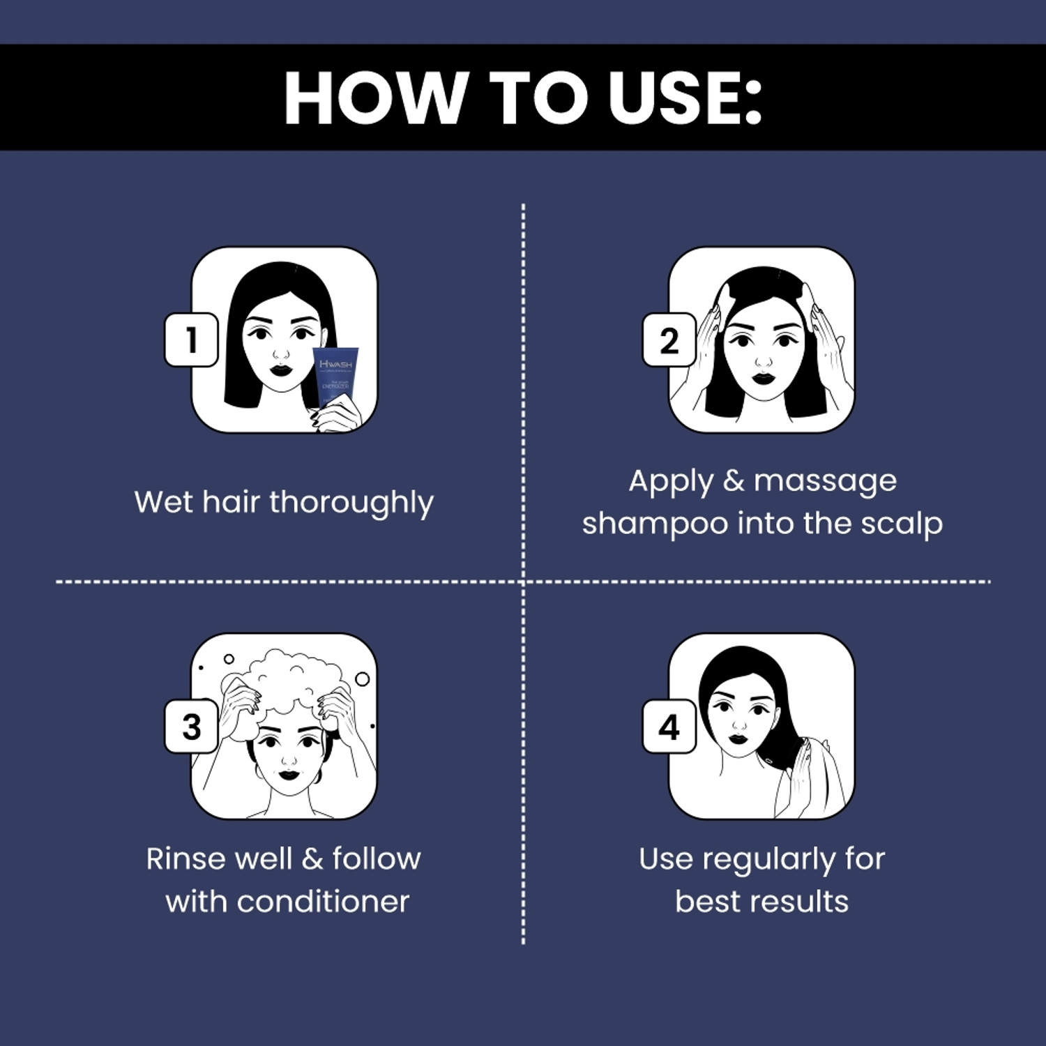 Image of HWASH Shampoo with Vit B3 & Pro-Vit B5 for Thicker, Stronger & Healthier Hair