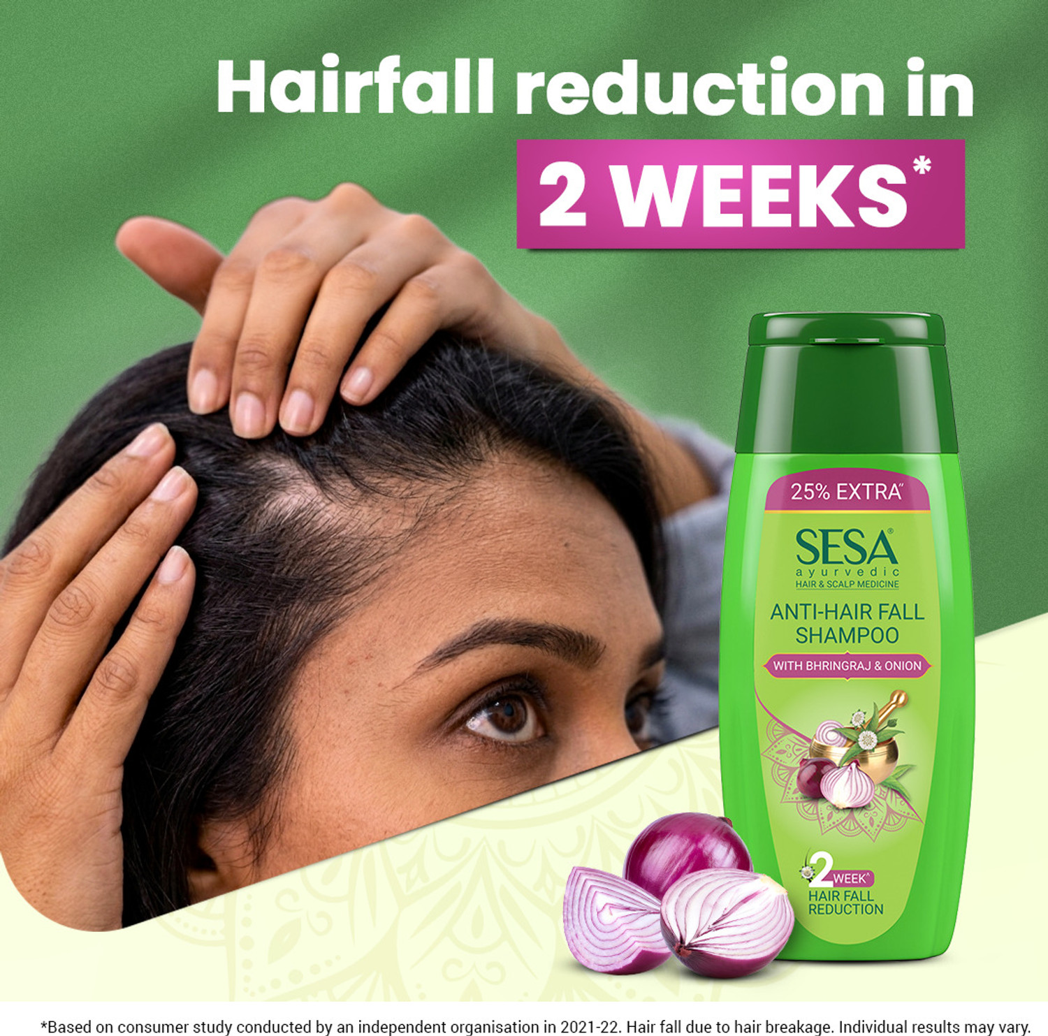 Image of SESA Ayurvedic Anti-Hair Fall Shampoo with Bhringraj and Onion for Soft & Shiny Hair