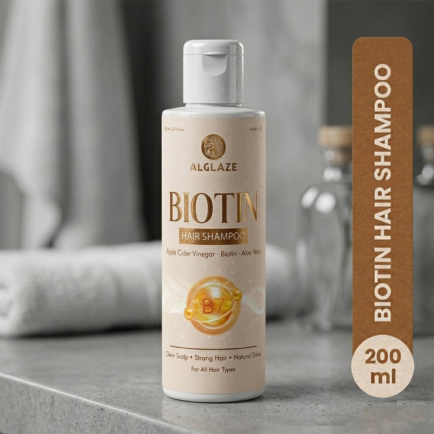 Alglaze Biotin Hair Shampoo with Apple Cider Vinegar & Aloe Vera