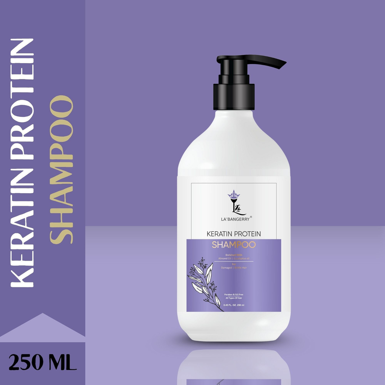 Image of LA'BANGERRY Keratin Protein Shampoo with Almond & Eucalyptus for Strong Hair