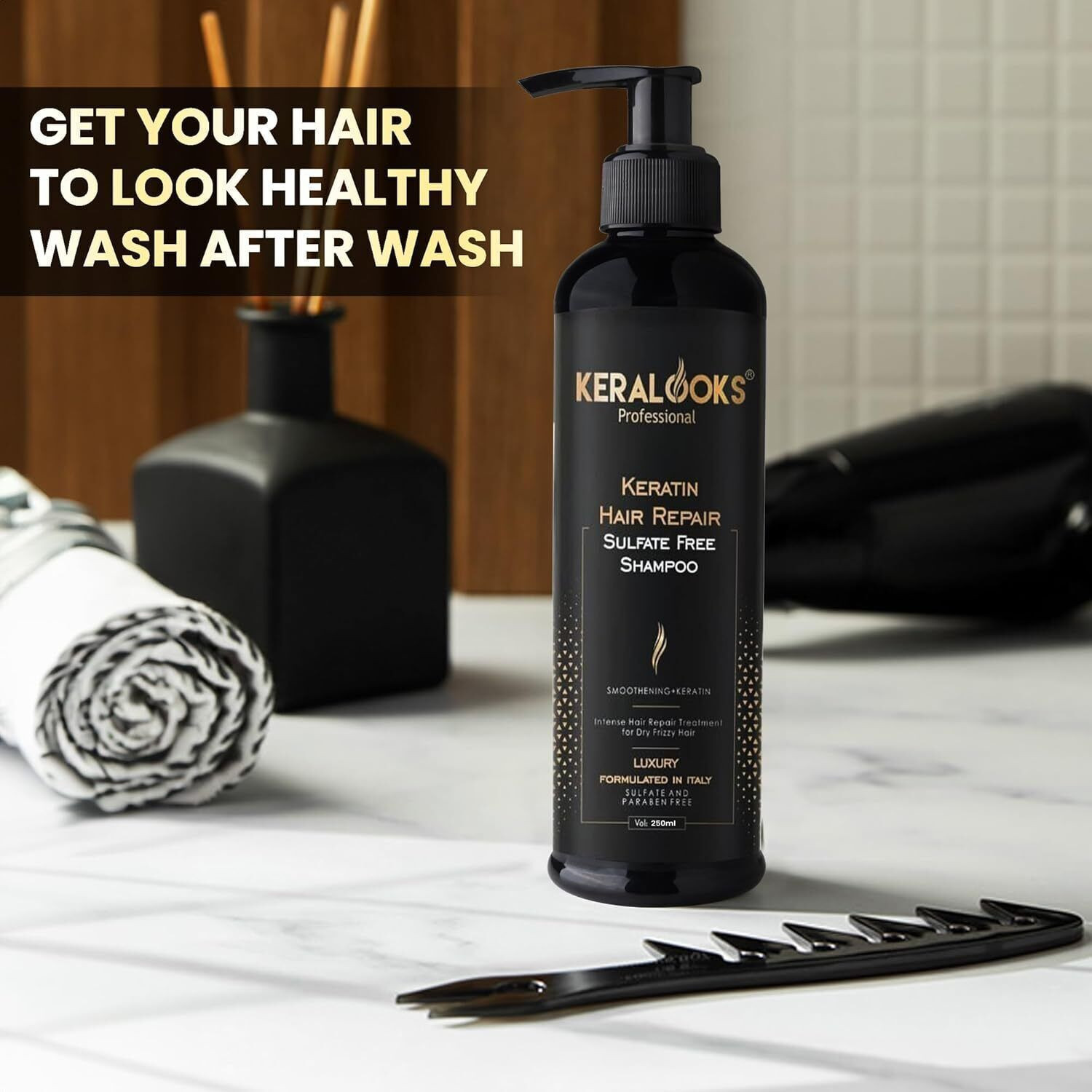 Image of keralooks professional keratin sulphate free shampoo for dry and frizzy hair