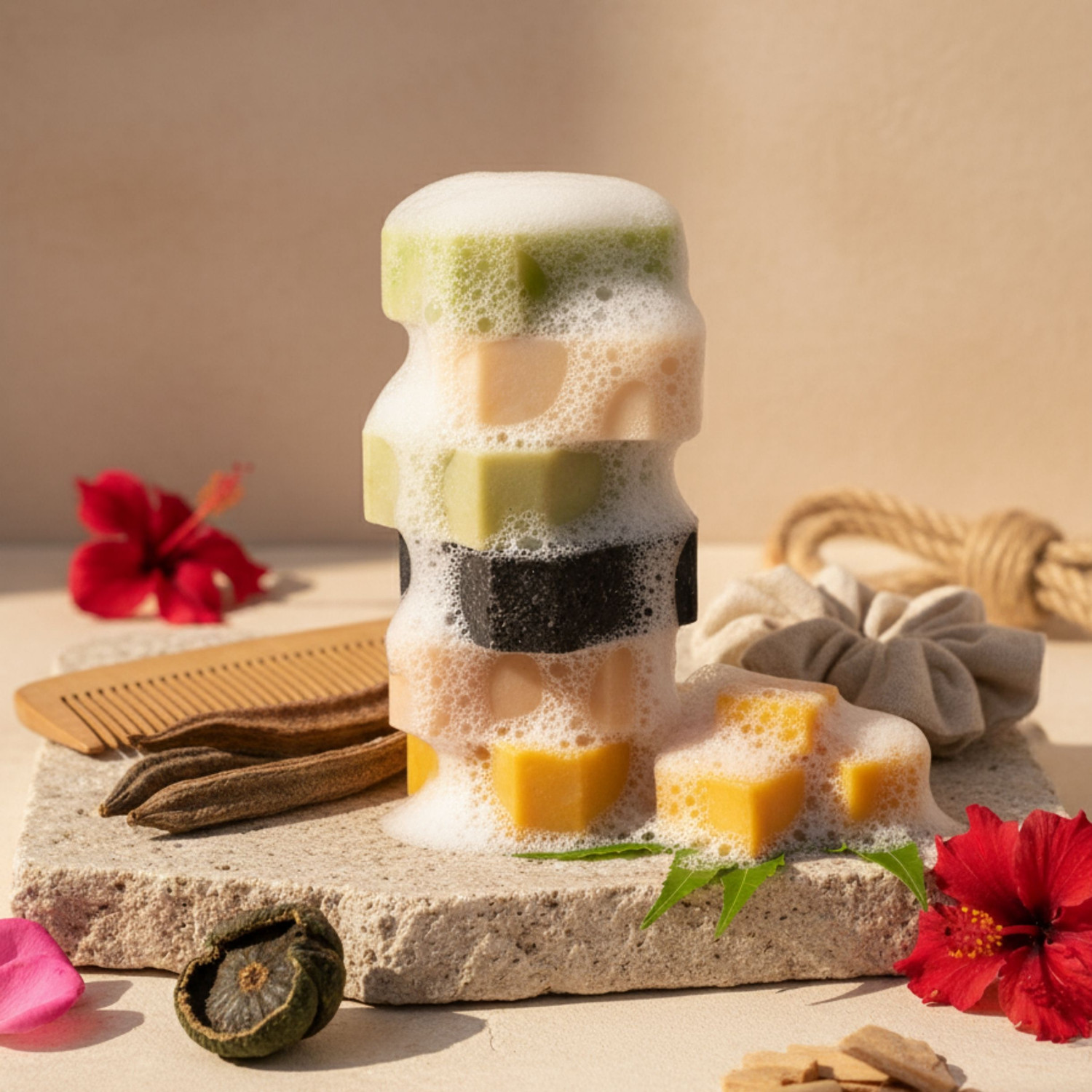 Image of RUSTIC ART Papaya Lime Hair Cleansing Bar 75 g (Shampoo Bar) (75 g)