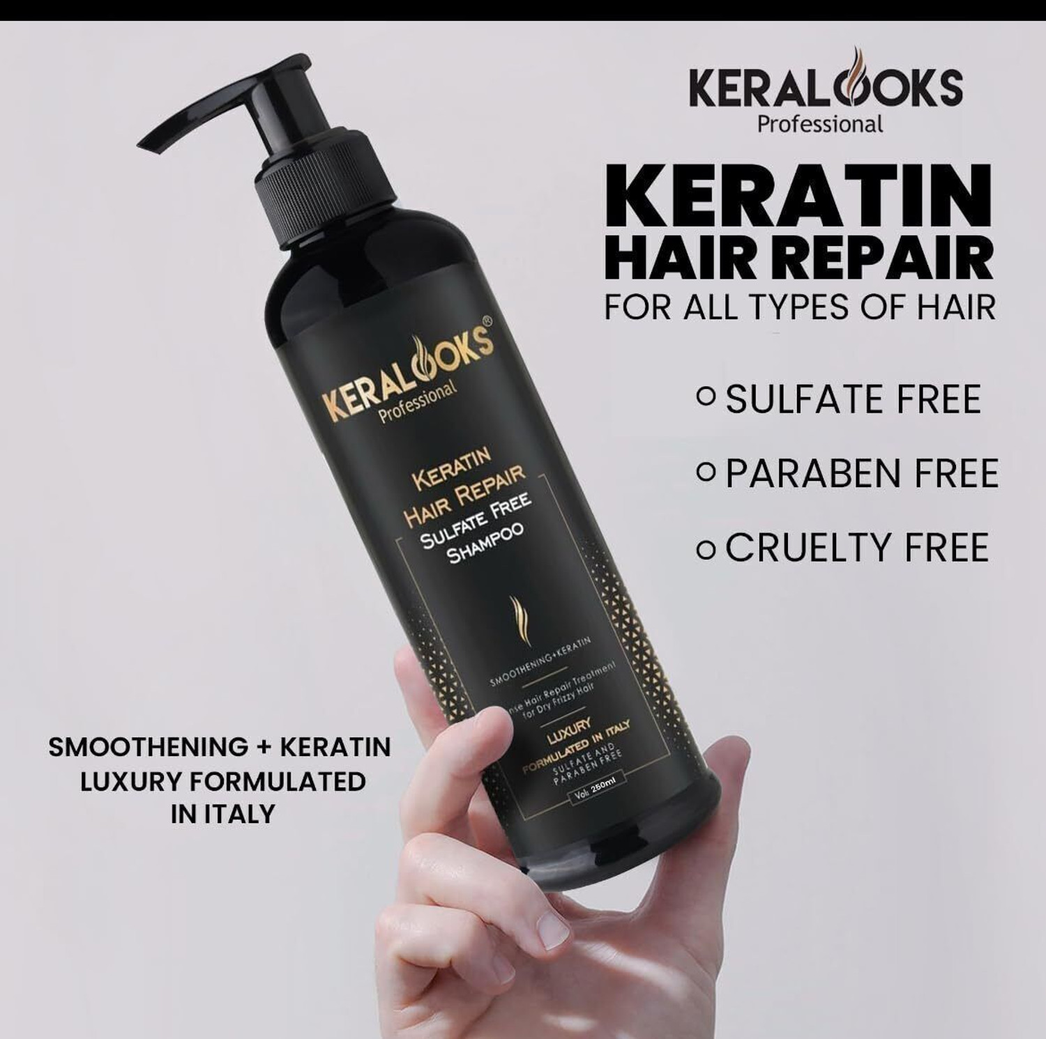 Image of keralooks professional keratin sulphate free shampoo for dry and frizzy hair