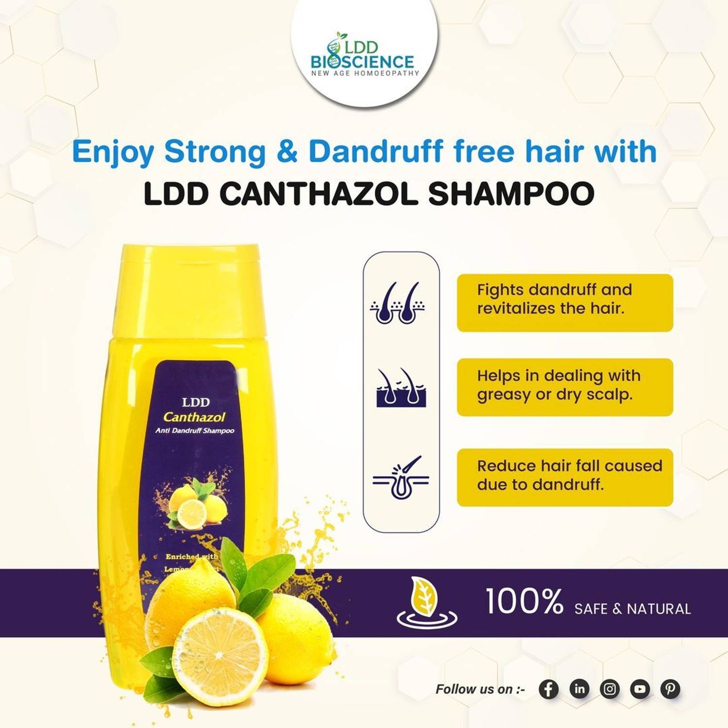 ldd bioscience Canthazol Anti Dandruff Shampoo Enriched With lemon