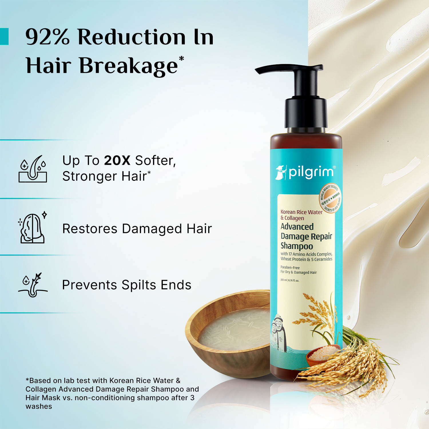 Image of Pilgrim Korean Rice Water Advance Damage Repair Shampoo For Women | For Hairfall Control