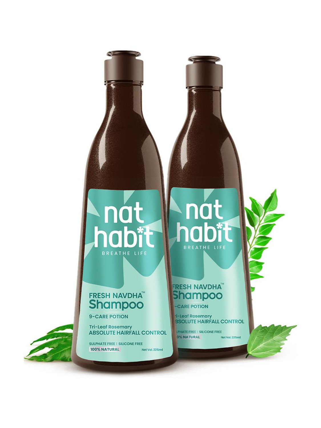 Nat Habit Navdha Anti-Hair Fall Tri-leaf Rosemary Shampoo For Women & Men, Paraben Free