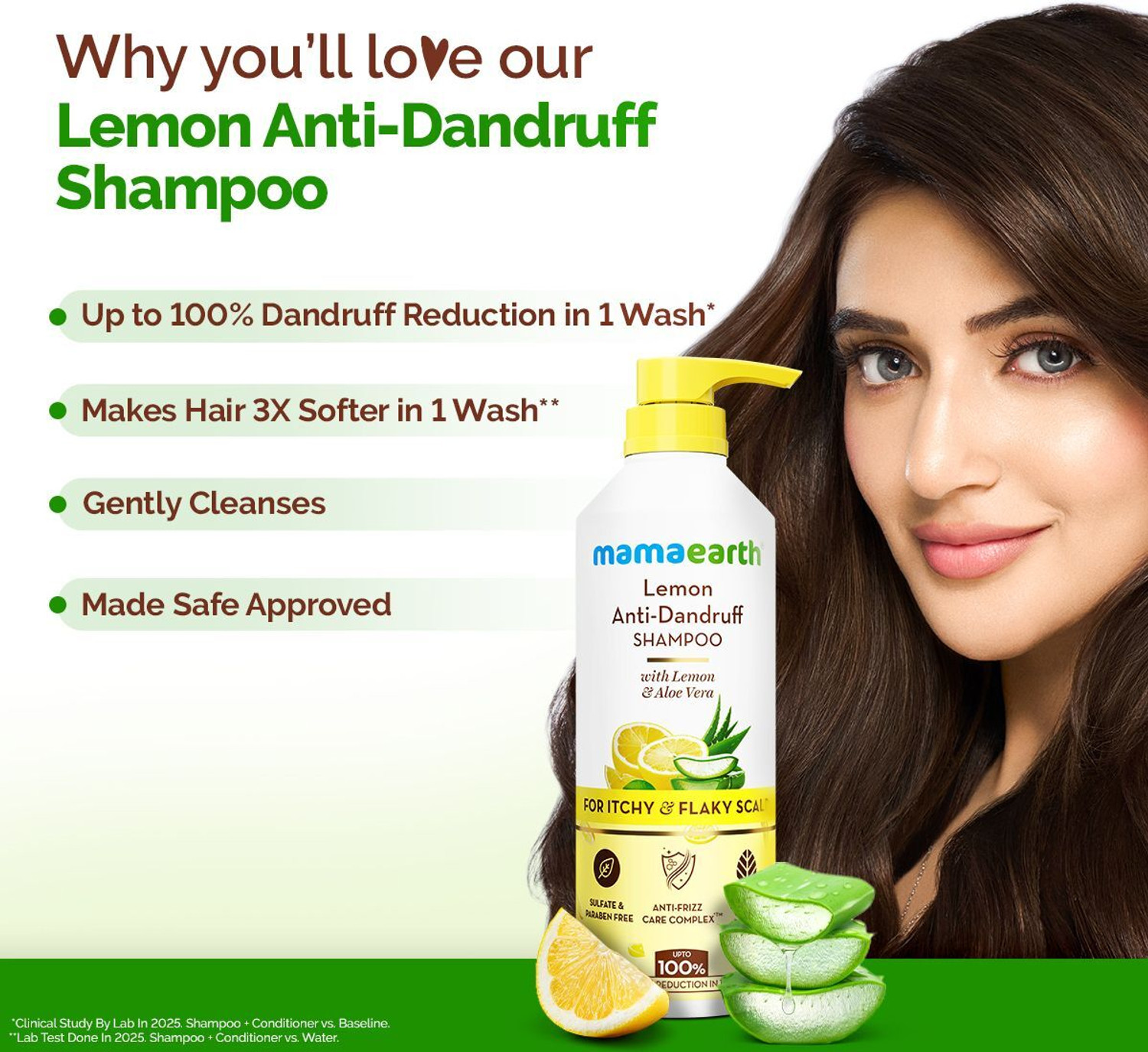 Image of Mamaearth Lemon Anti-Dandruff Shampoo with Lemon, ZPTO, Climbazole, Aloe Vera