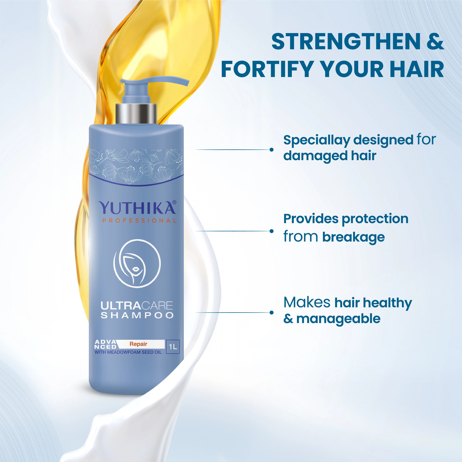Image of Yuthika Professional Ultra Care Shampoo for Damaged Hair, Healthy Hair