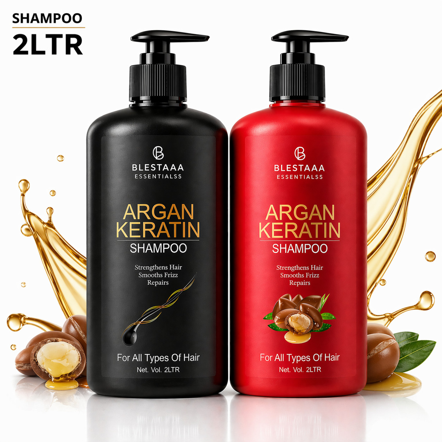 Image of blestaaa essentialss Keratin Argan OIL Smooth Shampoo Shine for Frizz Control FOR WOMEN..