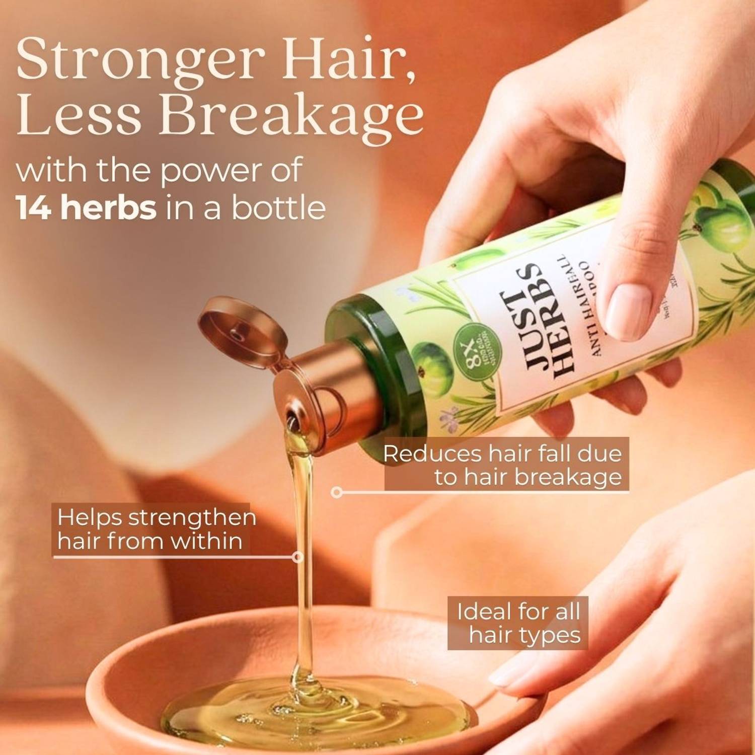 Just Herbs Anti Hair Fall Shampoo 200ml - Image 3