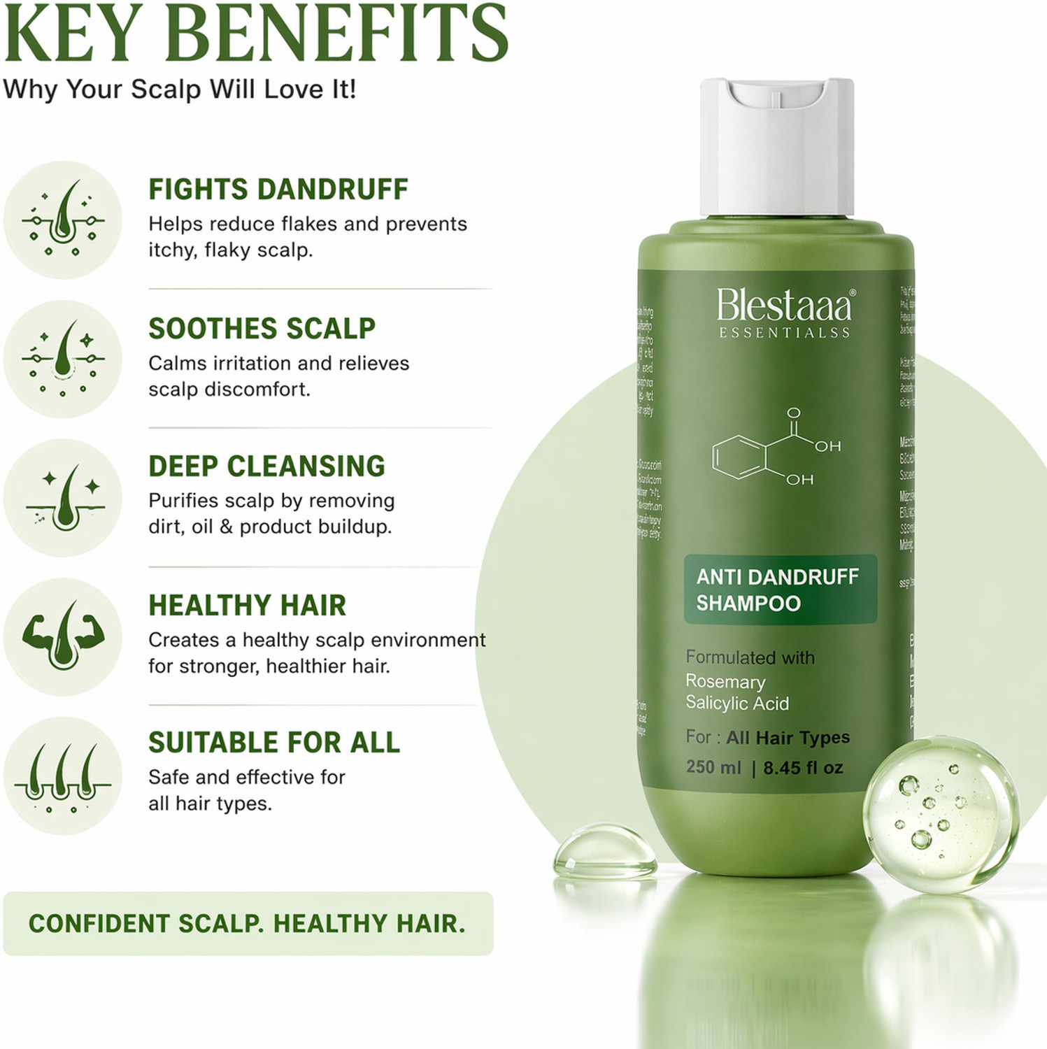 Image of blestaaa essentialss Anti Dandruff Shampoo for Itchy Scalp| Flake Control & Healthy Hair Care |