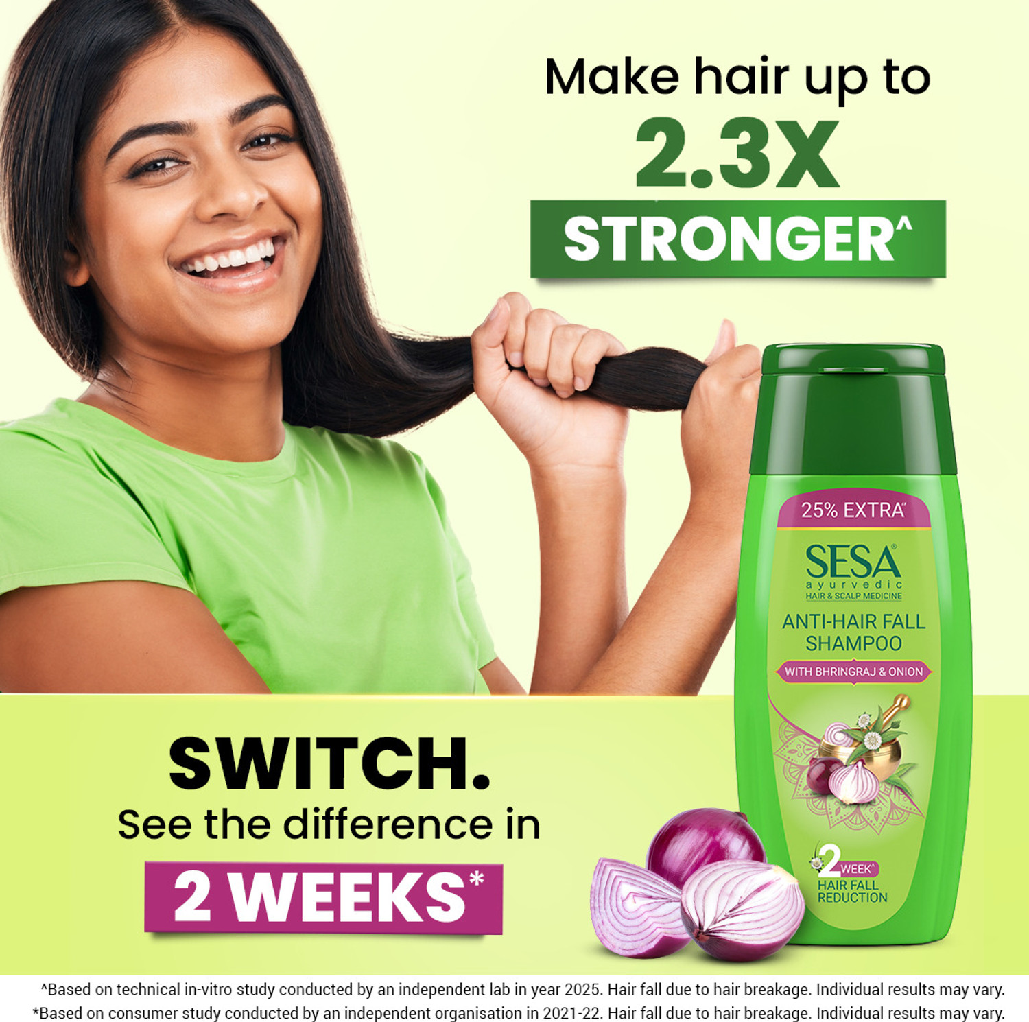 Image of SESA Ayurvedic Anti-Hair Fall Shampoo with Bhringraj and Onion for Soft & Shiny Hair