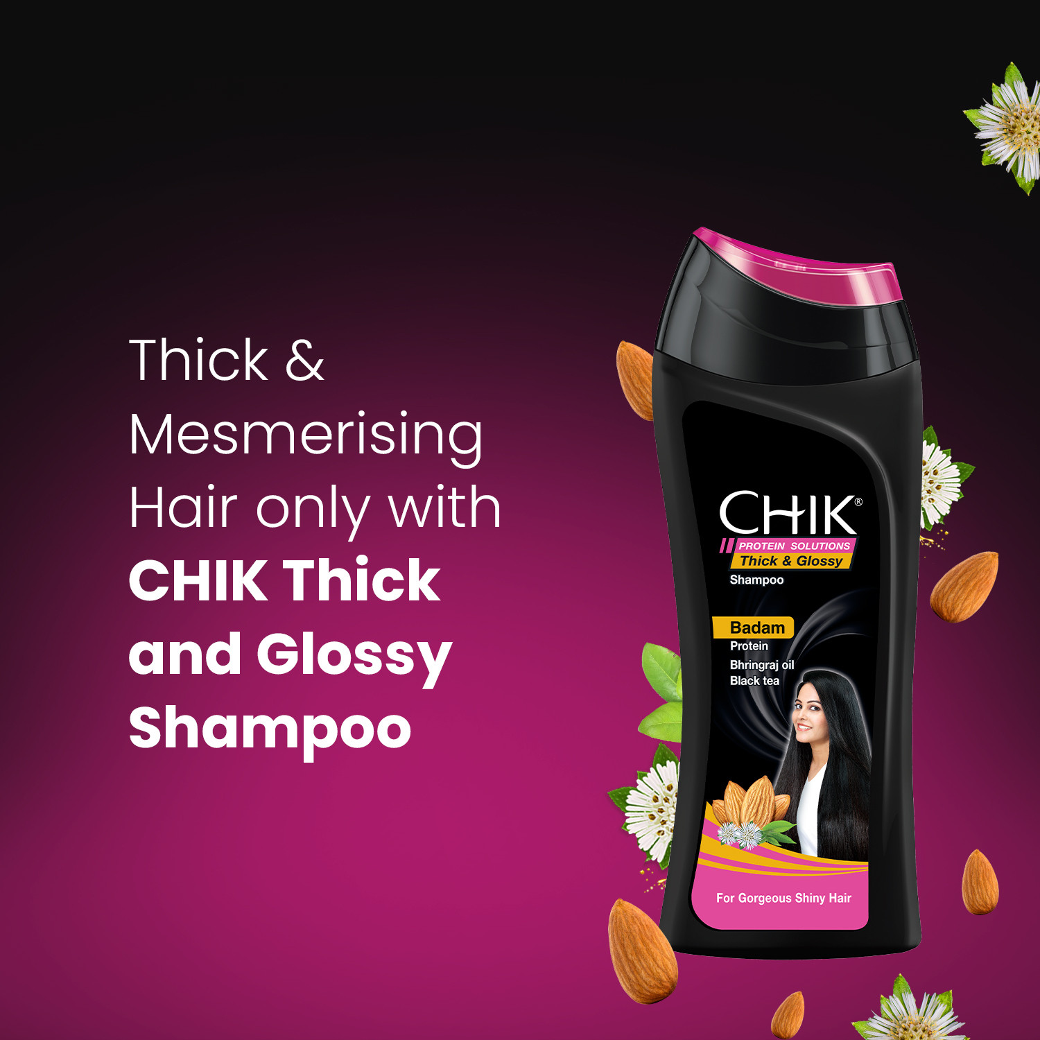 Image of Chik Protein Solutions Thick And Glossy Shampoo, With Badam Protein
