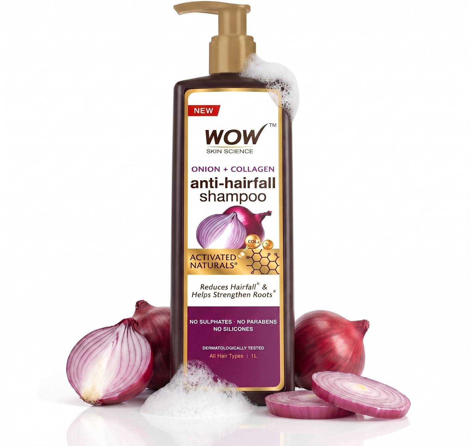 WOW Onion & Collagen Anti-Hairfall Shampoo 1L - Image 1
