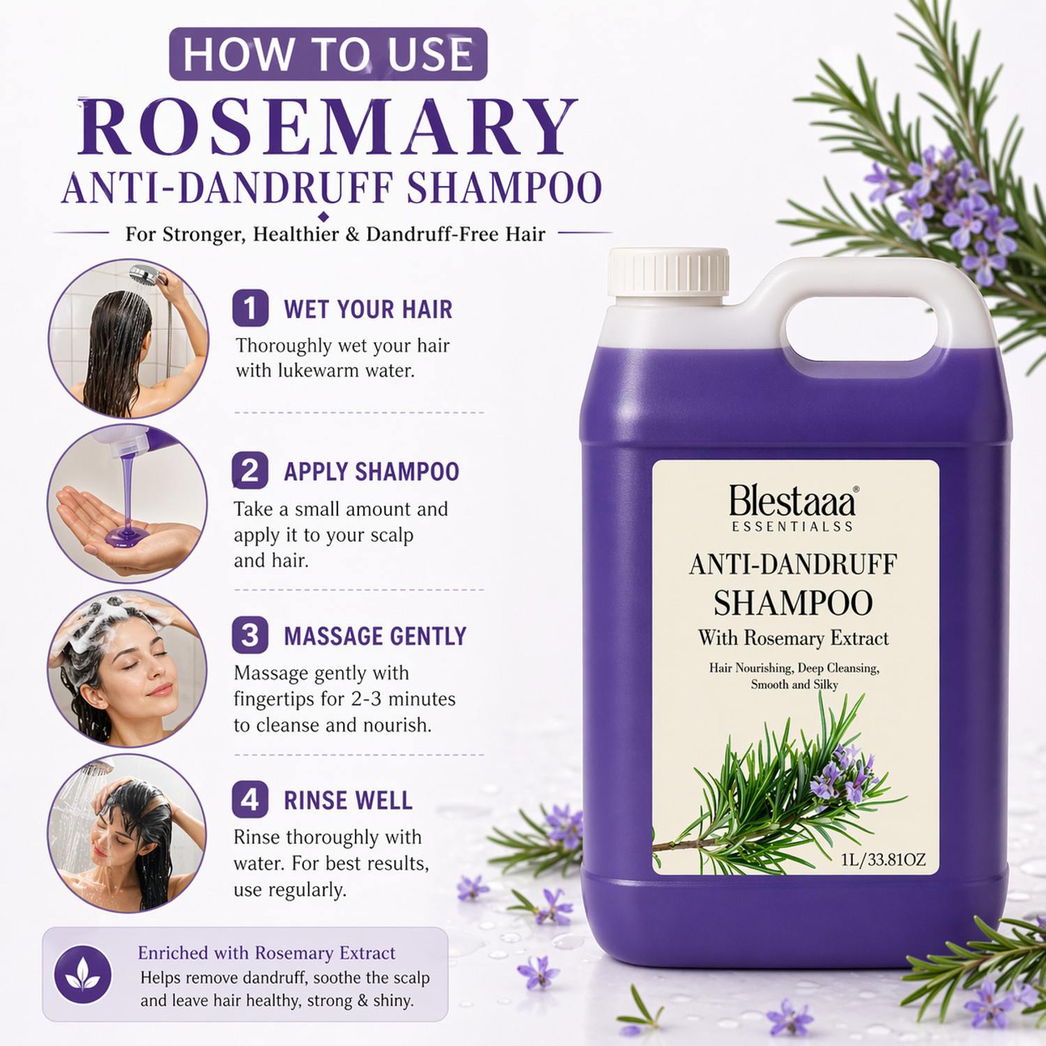 Image of blestaaa essentialss Hair Fall Control Shampoo with Rosemary & Biotin for Reducing Hair Loss
