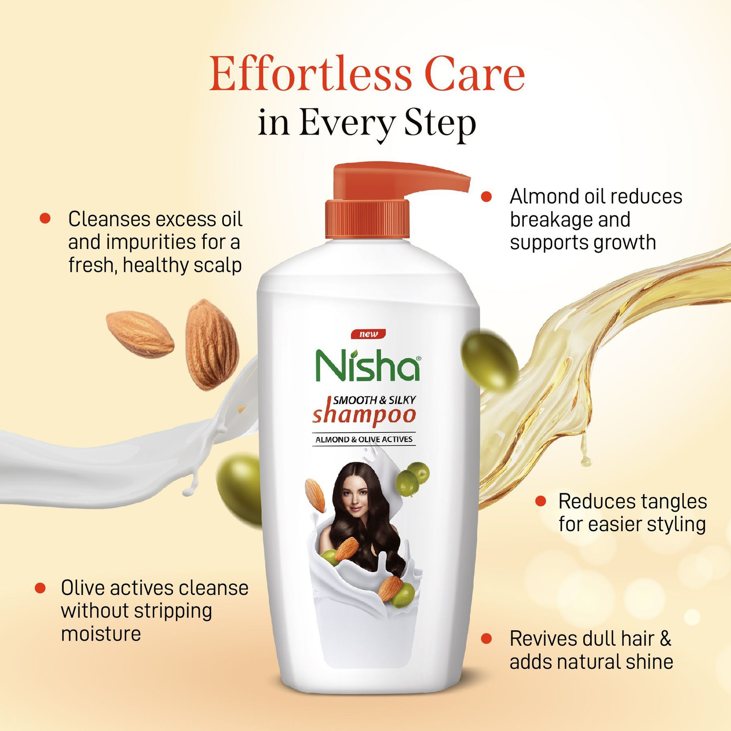 Image of Nisha Smooth Naturally Soft Silky Hair Shampoo, 650 ML White