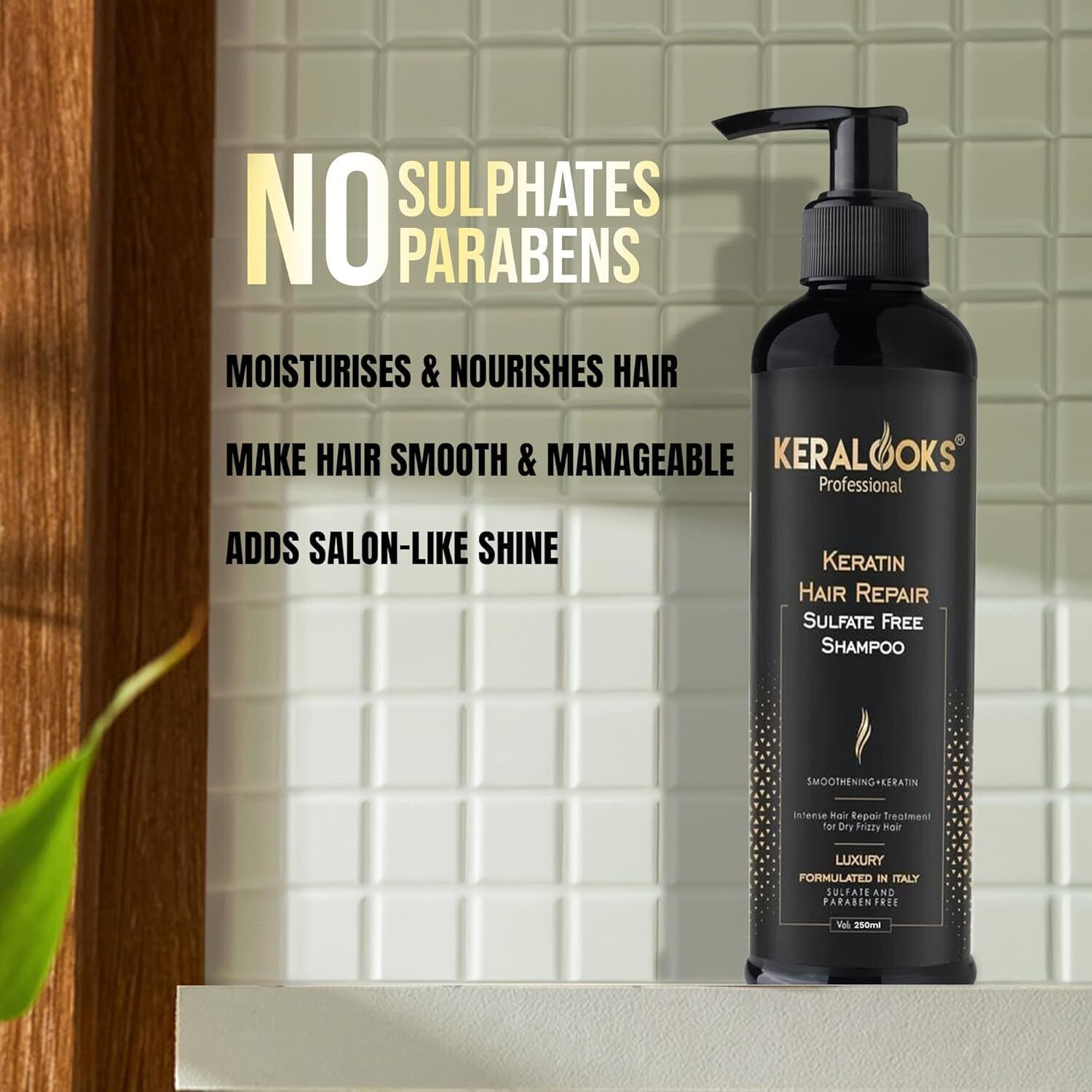 Image of keralooks professional keratin sulphate free shampoo for dry and frizzy hair