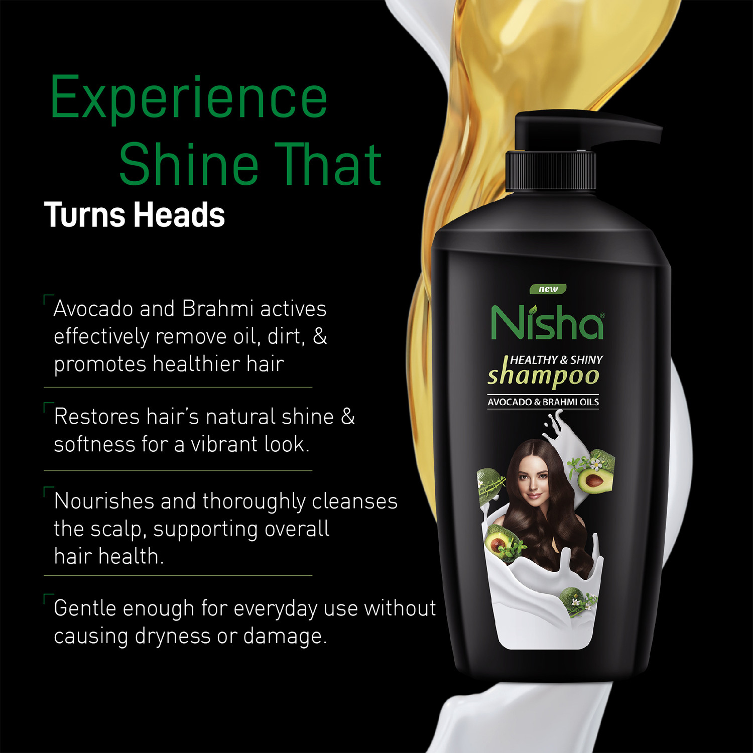 Image of Nisha Healthy & Shiny Strong Beautiful Hair Shampoo, 650 ML Black