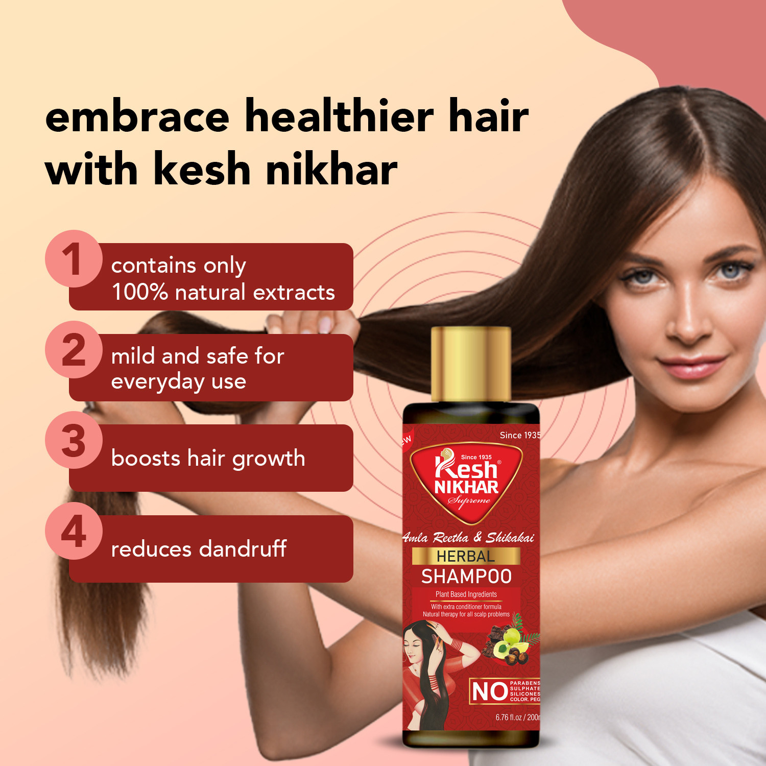 Image of Kesh NIKHAR Amla Reetha Shikakai Shampoo (Pack of 2)